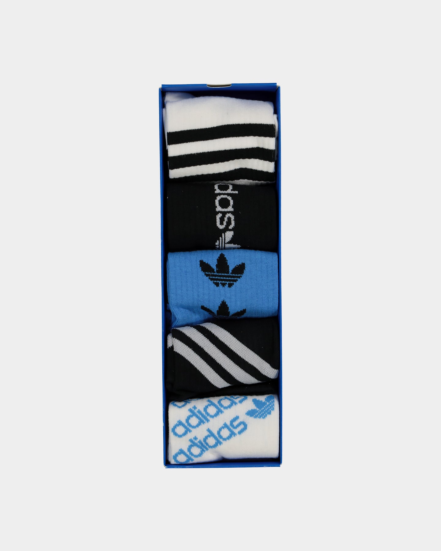 Adidas Graphic Crew Socks 5-Pack - White, Black & Blue Athletic Socks for Men & Women - Perfect for Running, Gym & Casual Wear