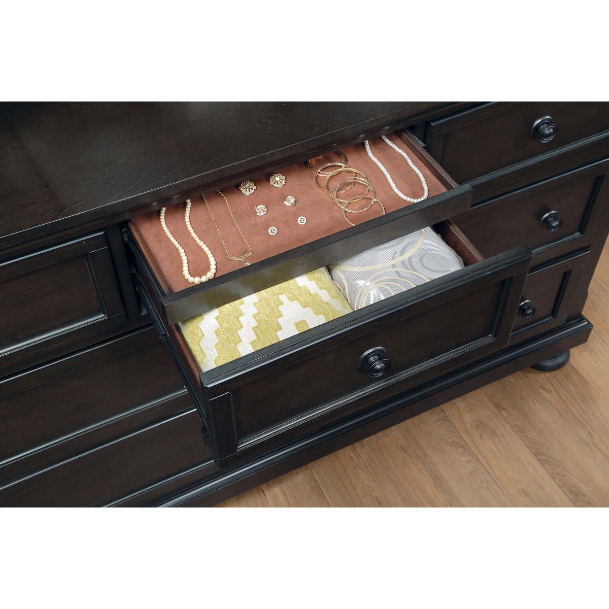 1718gy 5-Drawer Dresser with Hidden Storage Compartment - Perfect for Bedroom Organization & Small Space Living