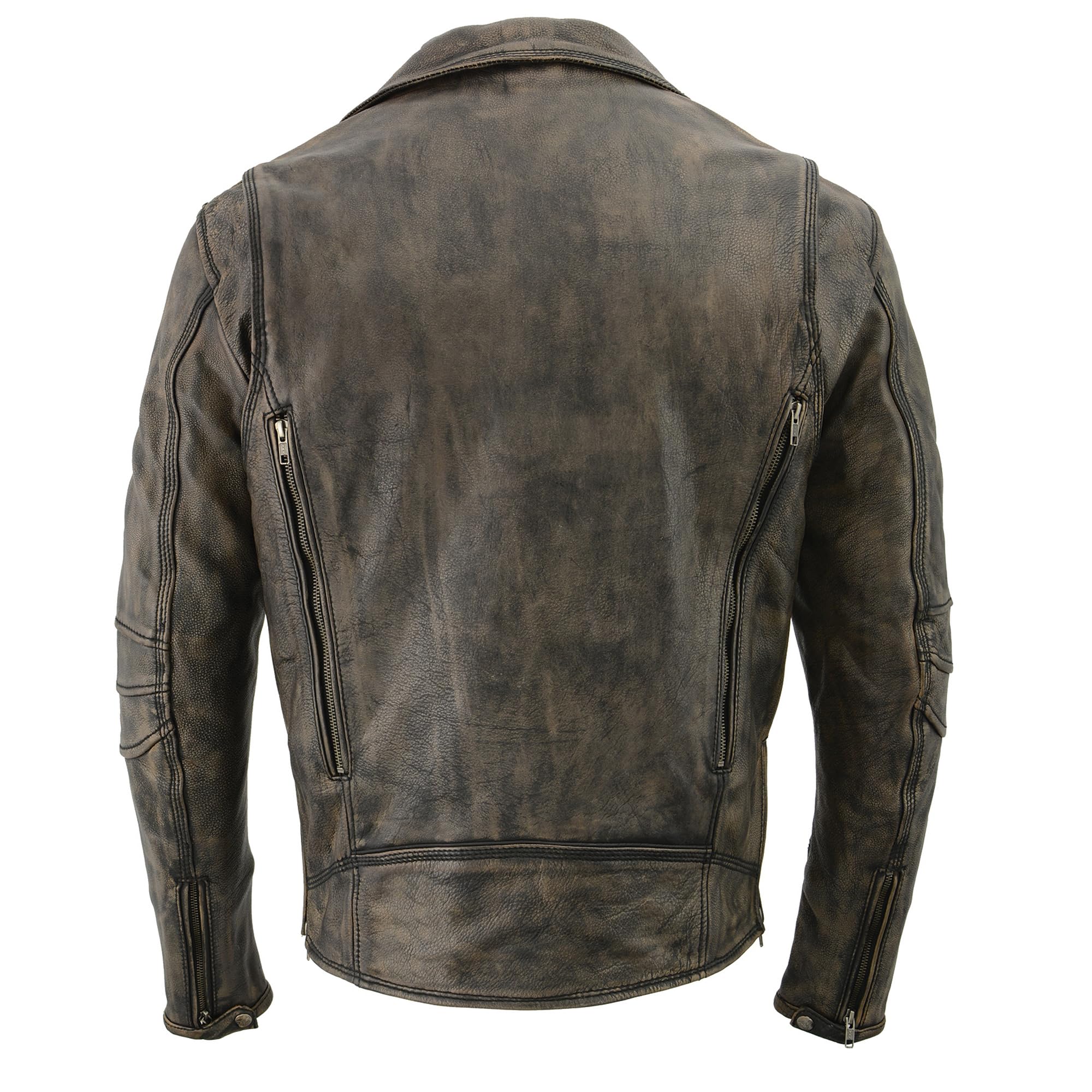 Milwaukee Leather Men's Triple Stitch Extra Long Beltless Biker Jacket - Black & Brown | Premium Motorcycle Riding Gear for Harley Davidson & Cruiser Bikes