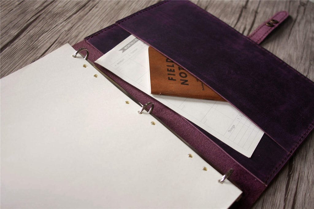 Vintage Purple Leather Binder with Zipper - Elegant Organizer for School, Office & Business Documents | Perfect for Students, Professionals & Home Use
