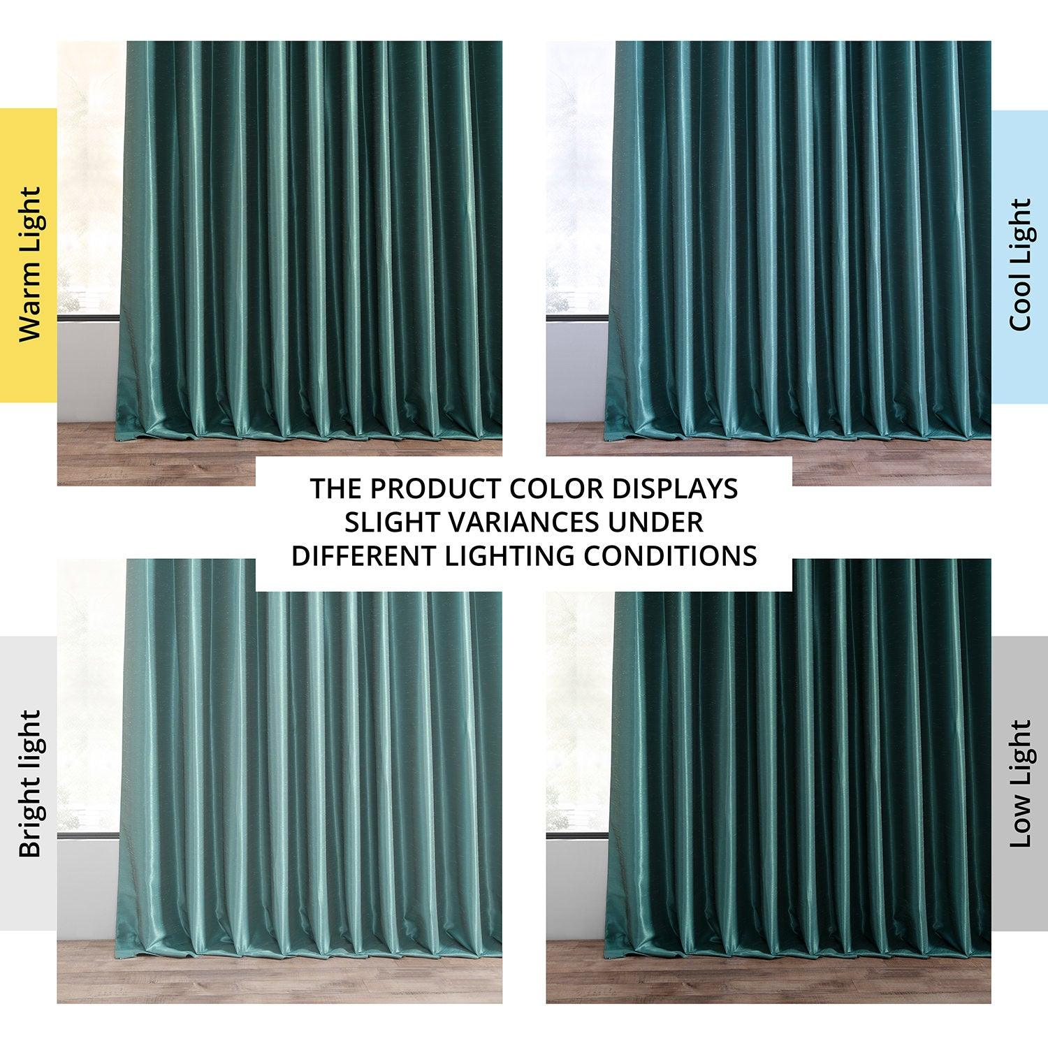 Peacock Extra Wide Vintage Textured Faux Dupioni Silk Blackout Curtains - Elegant Window Treatment for Living Room, Bedroom & Home Theater