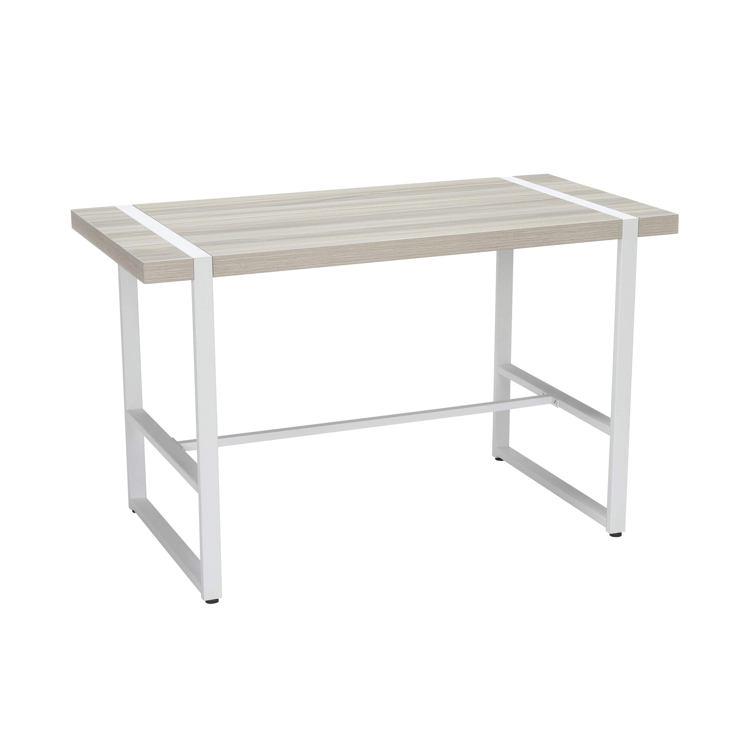 OFM Modern Metal O-Frame Computer Desk 48 Inch - Grey Teak Finish, Sturdy Writing Workstation for Home Office, Gaming Setup & Small Space Workspaces
