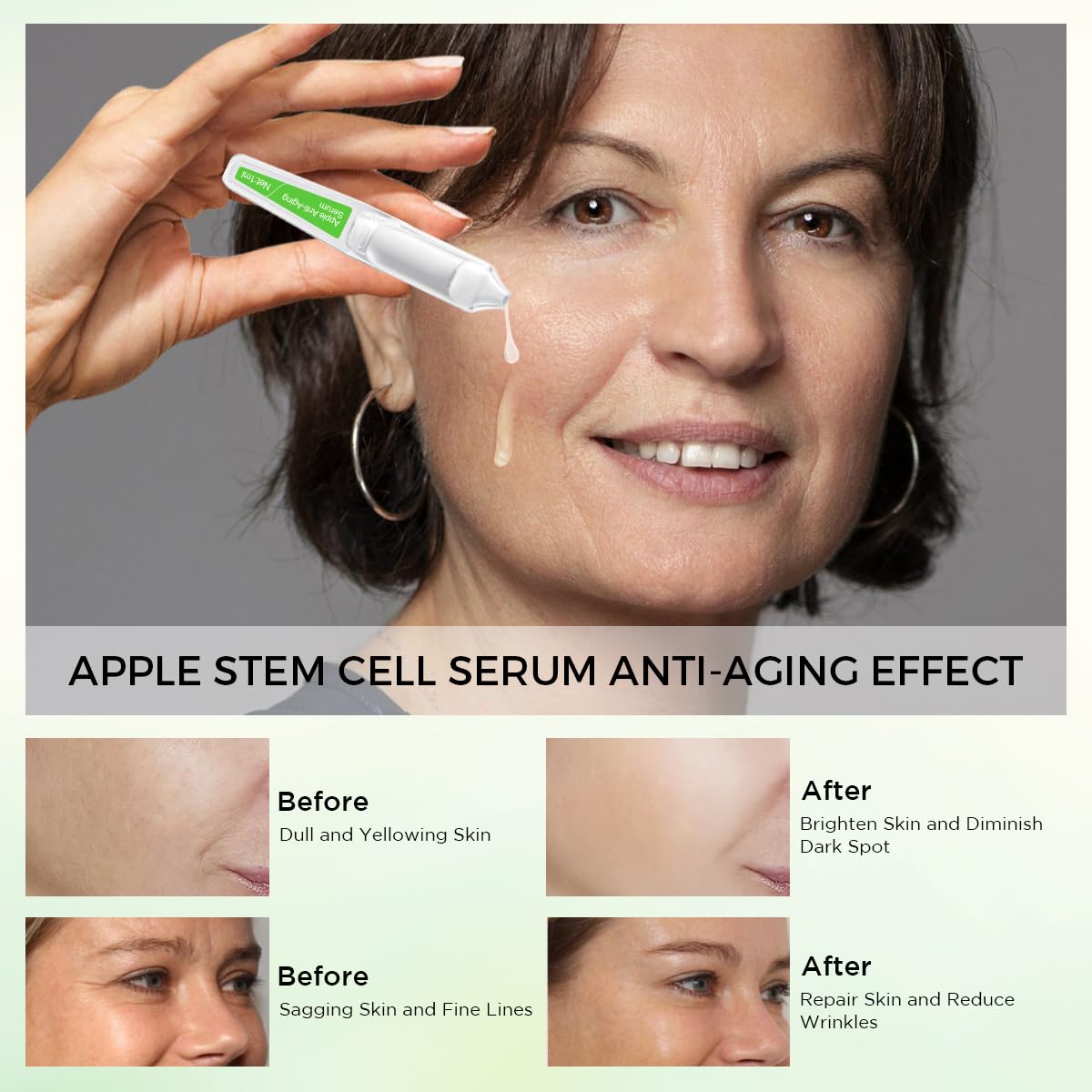 Hydrating & Anti-Aging Ampoule Serum with Apple Stem Cell, Tremella Mushroom & Collagen - Deep Moisture, Wrinkle Reduction, Skin Firming & Revitalization - Suitable for All Skin Types (15 Pcs/Box) - Perfect for Night Routine, Travel Skincare & Daily Anti-Aging Treatment