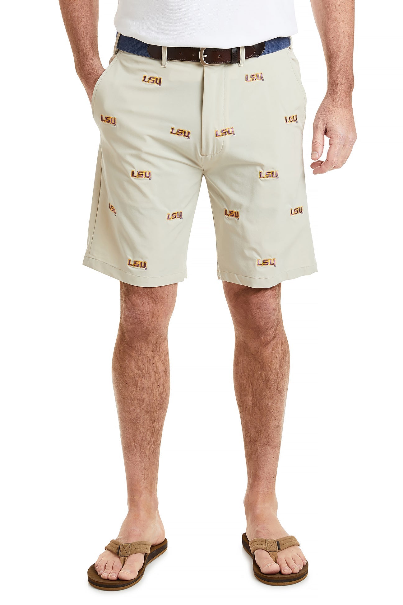 LSU Collegiate ACKformance Performance Shorts for Men - Comfortable Khaki Athletic Shorts for Running, Gym & Casual Wear