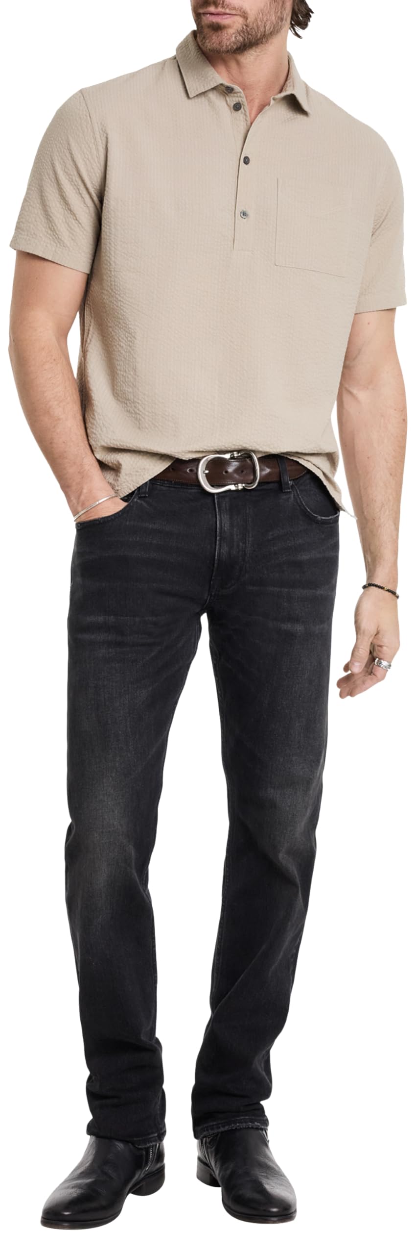 John Varvatos Men's Maurice Button-Down Shirt | Premium Cotton Casual Dress Shirt for Business & Date Nights | Slim Fit & Stylish Design