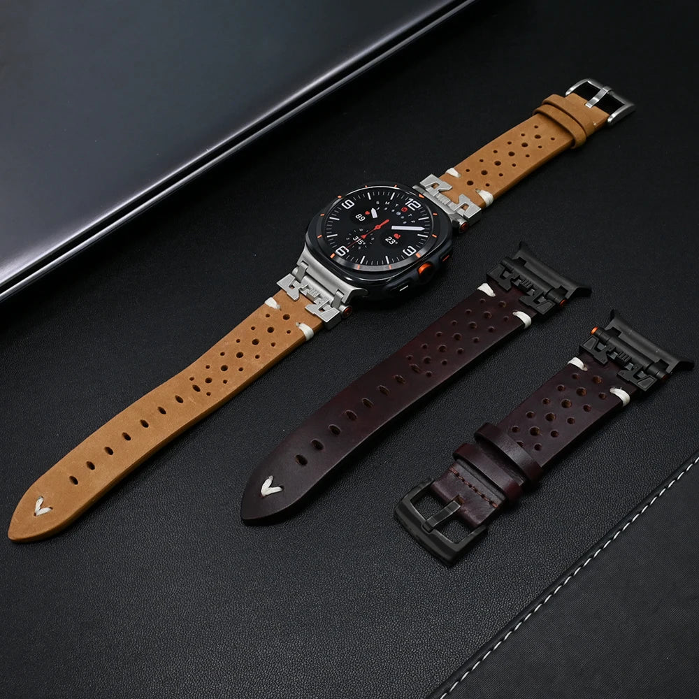 Premium Galaxy Ultra Leather Band for Smartwatches - Durable & Stylish Watch Strap for Apple Watch, Samsung Galaxy, Fitbit - Perfect for Workouts, Office & Casual Wear