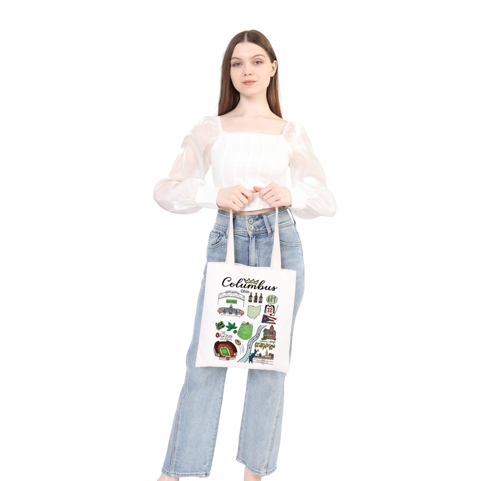 Columbus Ohio Tote Bag - Stylish Travel Souvenir & Shopping Bag with Columbus Skyline Design | Perfect for Groceries, Beach Trips & Ohio State University Gifts