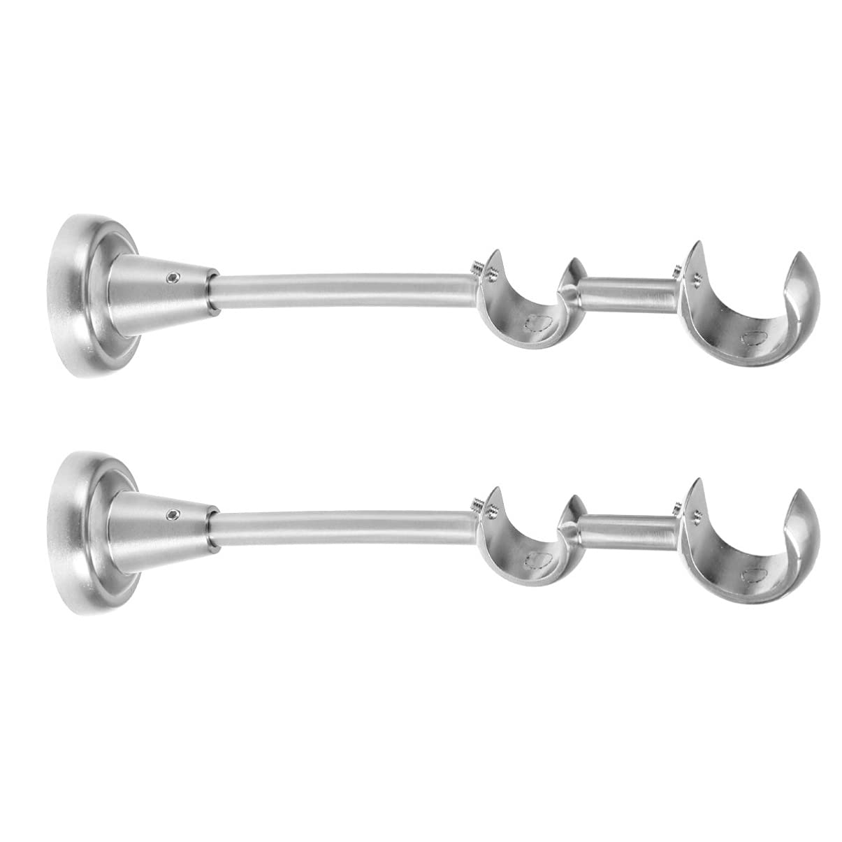 EXCEART 2 Pack Heavy Duty Black Metal Double Hook Curtain Brackets - Curtain Rod Holder, Towel Rod Hooks, Ceiling Hooks for Window Treatments, Bathroom Towel Bars & Tension Rods - Durable Iron Mounting Stand for Home Decor