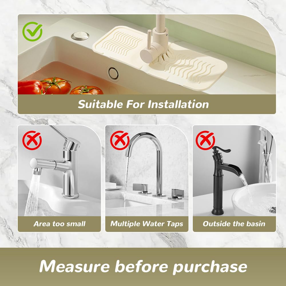 2024 Premium Silicone Sink Mat for Kitchen & Bathroom - Fast Drying, Non-Slip Faucet Protector & Drain Tray - Perfect for Dishes, Utensils & Personal Care Items (Size C, One Size) - Ideal for Countertop Protection & Water Drainage