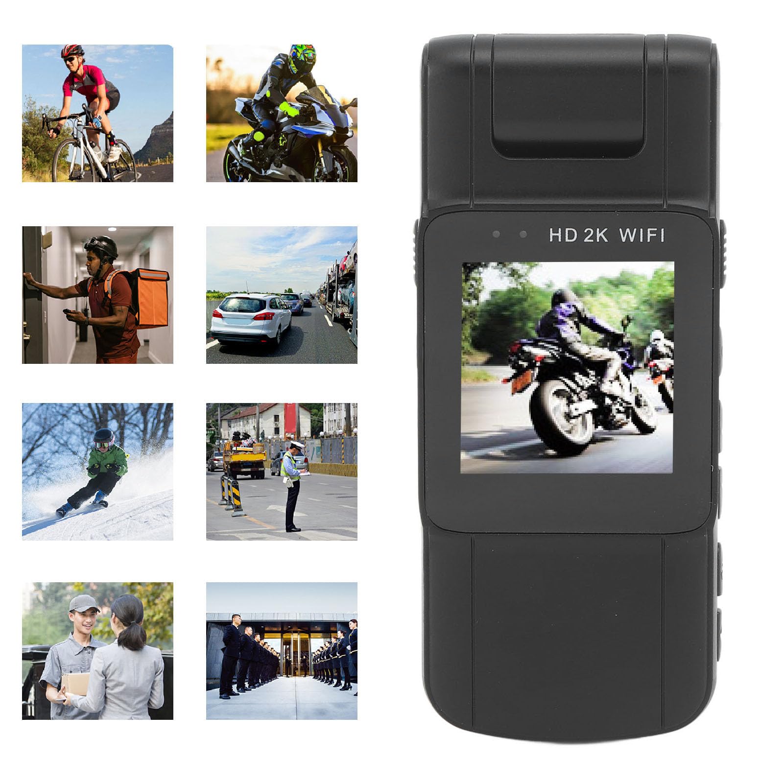 2K Ultra HD Body Camera with 180° Rotatable Lens, Night Vision & Motion Detection - Handheld Sports Video Recorder for Outdoor Activities, Police Duty, Security Monitoring & Adventure Vlogging