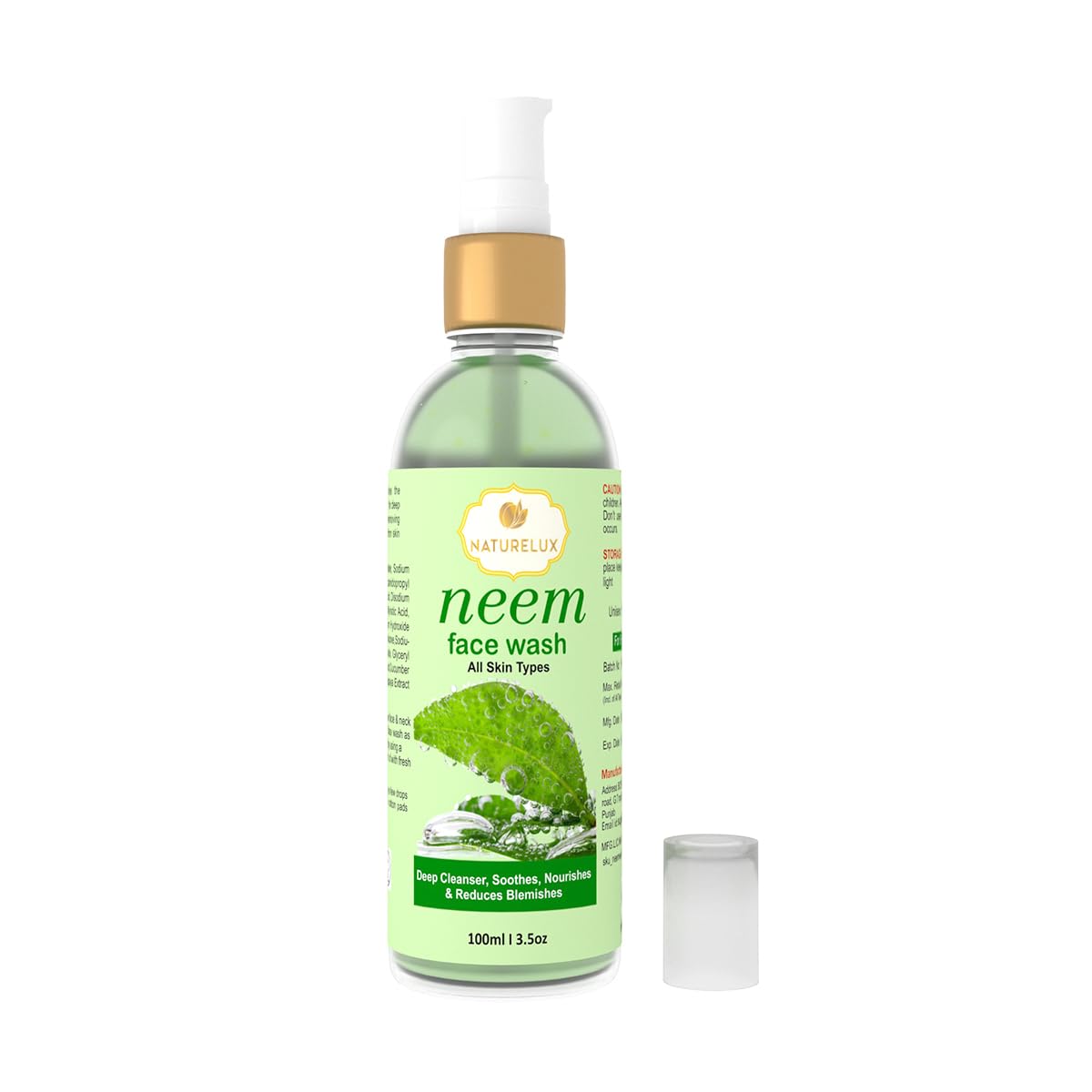 Pure & Natural Neem Face Wash for Men & Women | Gentle Acne Treatment & Pore Tightening | Glowing Skin Care for All Skin Types | 100ml | Daily Cleansing & Anti-Aging Skincare Routine