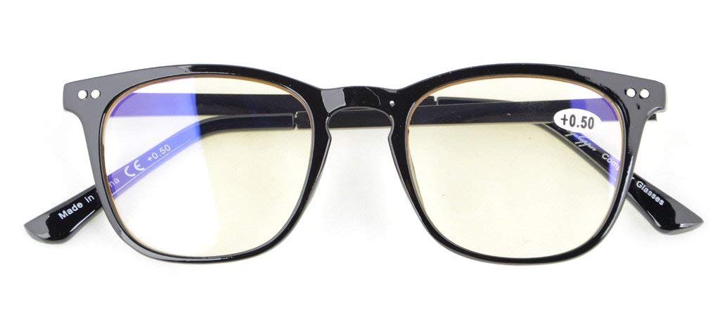 Eyekepper 5-Pack Retro Square Plastic Frame Metal Arms Reading Glasses - Blue Light Blocking Computer Glasses for Office, Reading & Screen Use