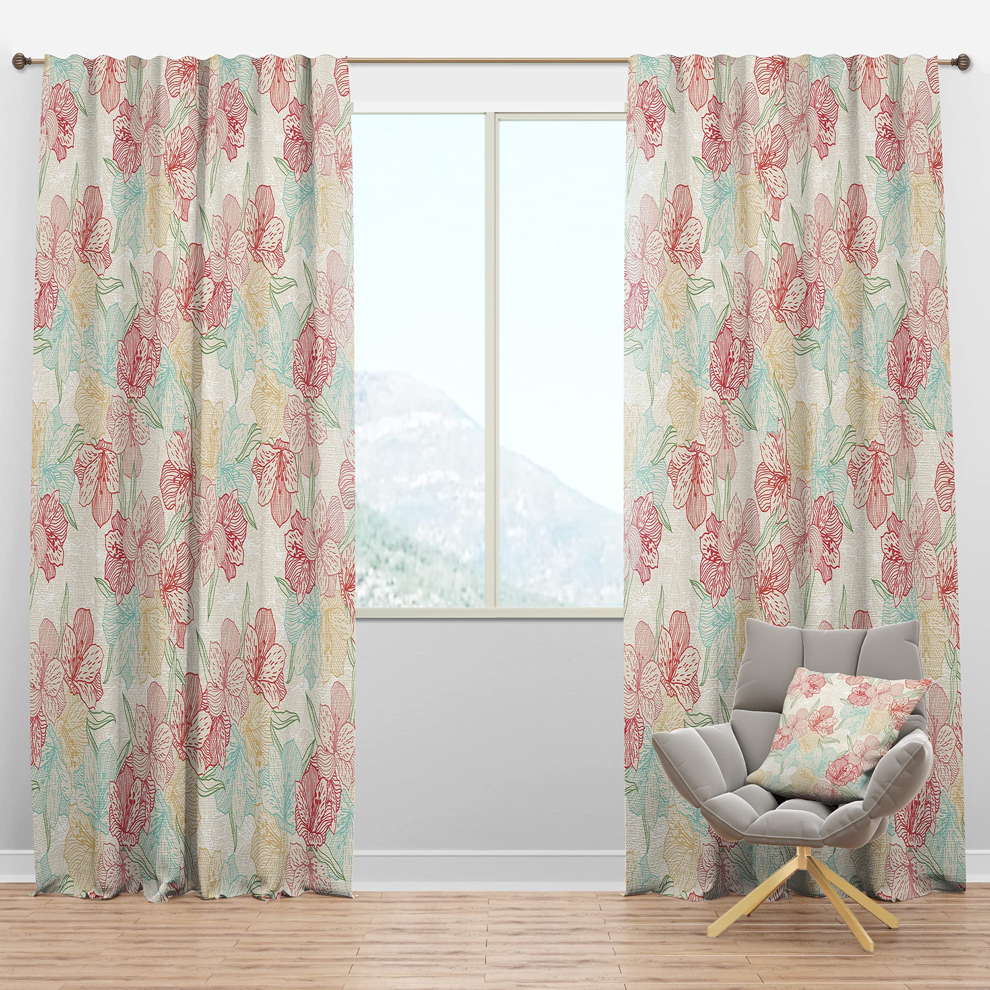 DesignQ Blackout Curtains - Thermal Insulated Abstract Orchid Flower Pattern Drapes for Bedroom & Living Room (52x120, Single Panel) - Perfect for Light Blocking, Privacy & Energy Savings