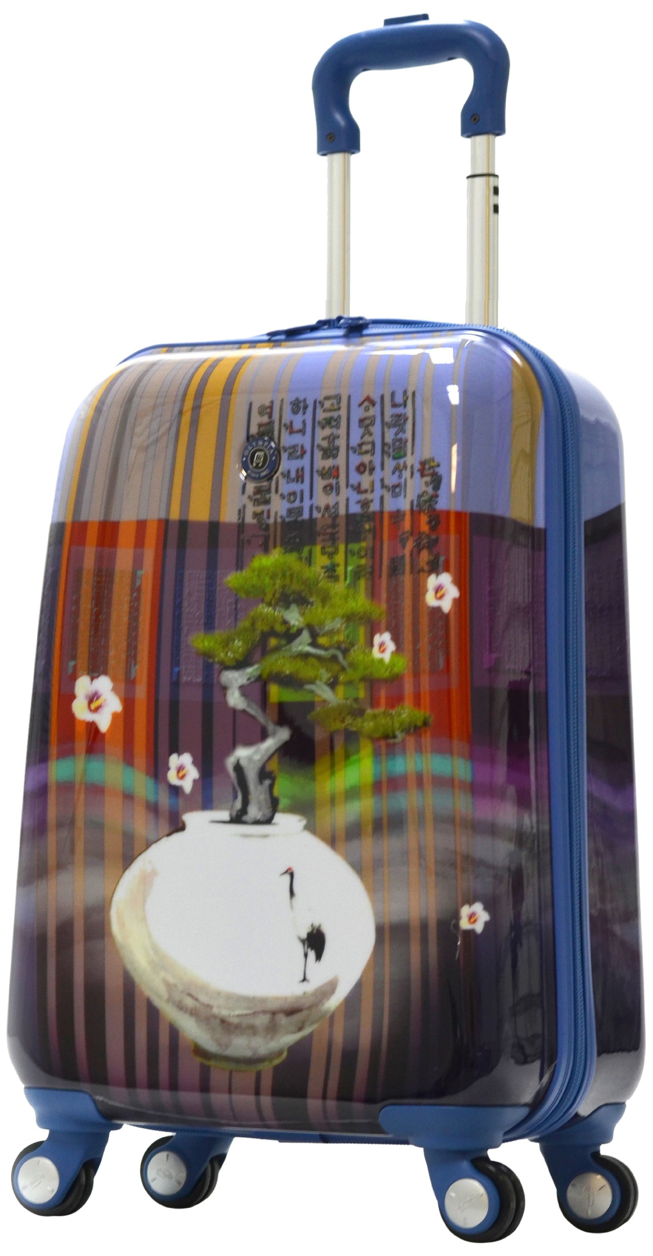 Olympia U.S.A. Arirang Art Series 21 Inch Carry-on Luggage - Sapphire Blue Spinner Suitcase for Travel, Business Trips & Weekend Getaways | Lightweight & Durable