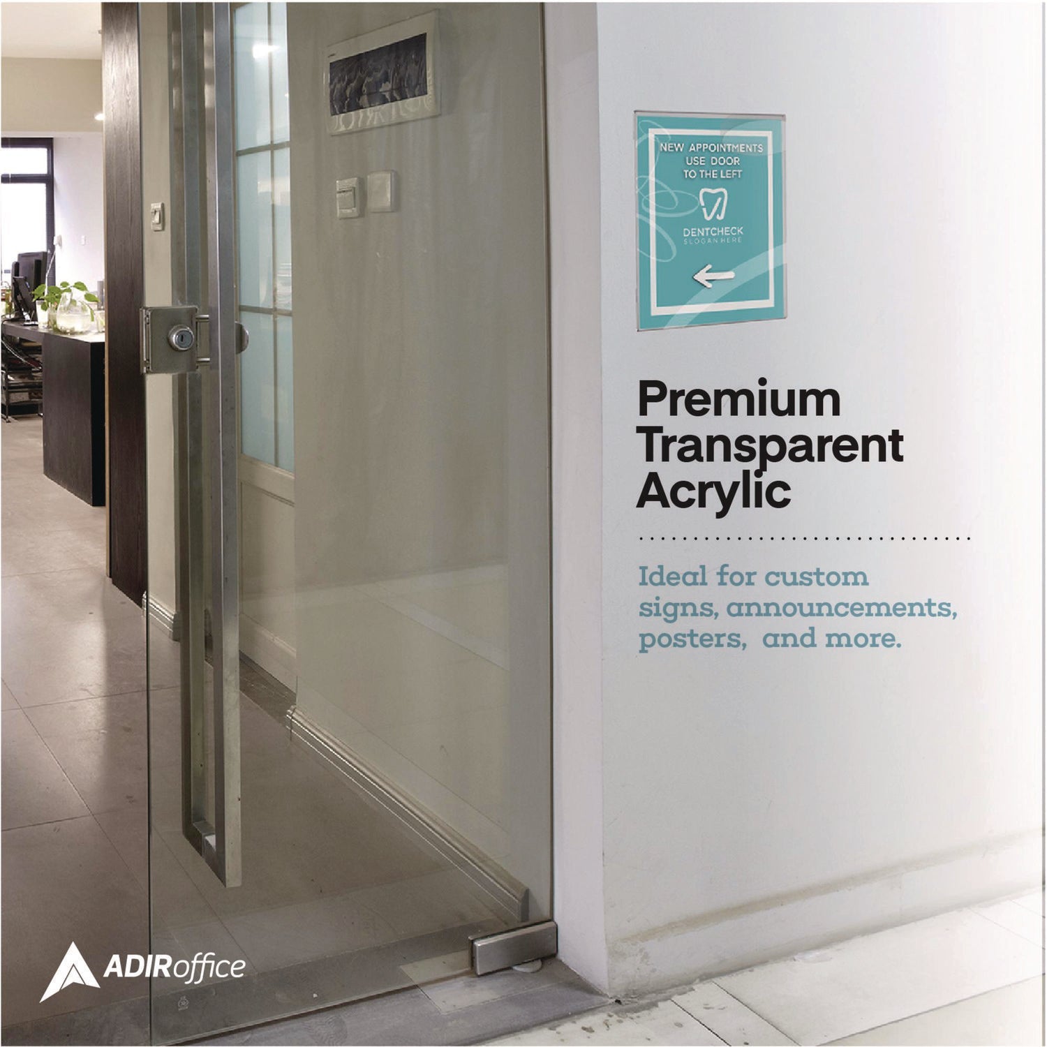 AdirOffice Wall Mount Side Loading Acrylic Sign Holders - 8x11 Inches Clear Frames (12-Pack) - Perfect for Retail Stores, Restaurants & Office Signage