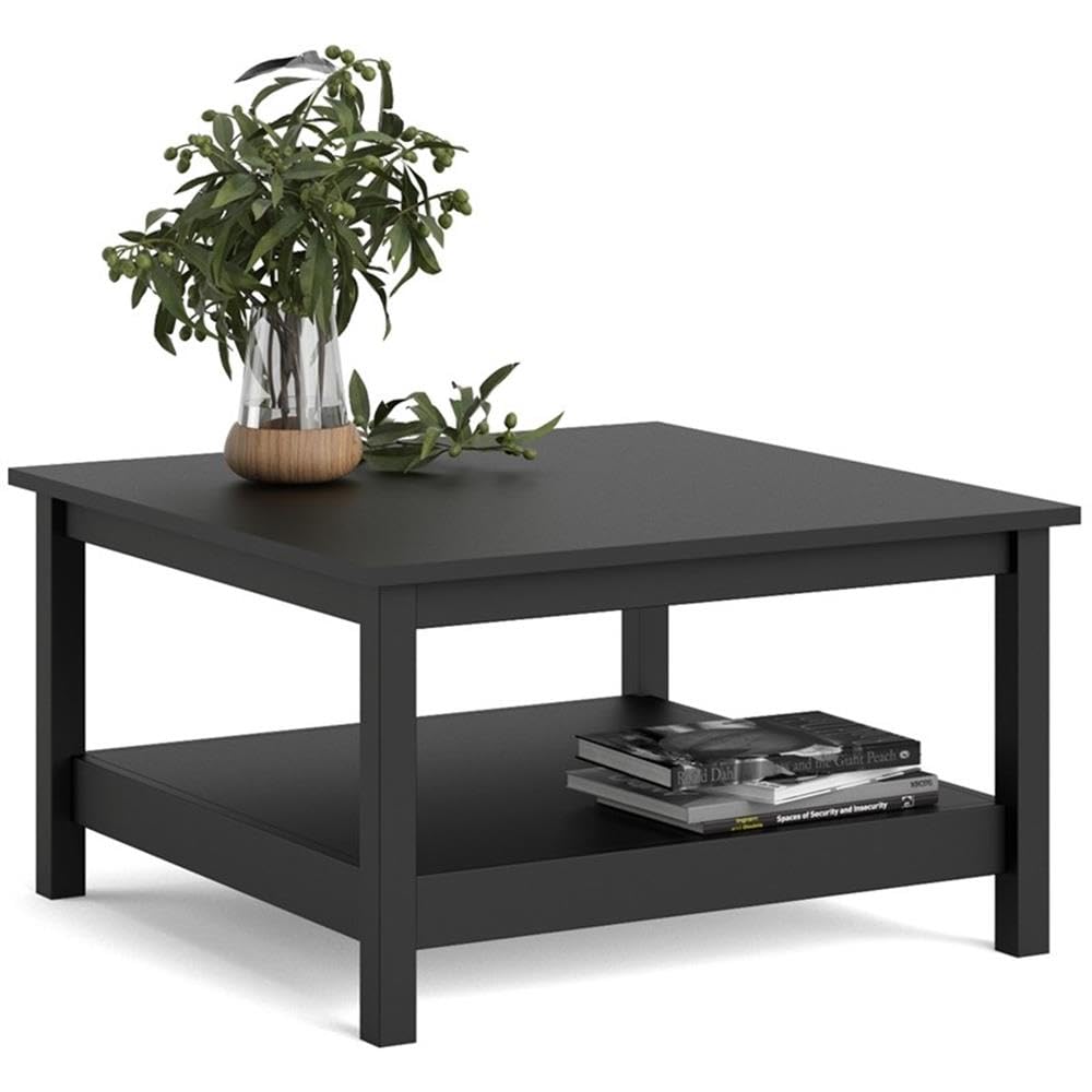 Pemberly Row Black Matte Coffee Table - Modern Living Room Furniture for Home Decor & Entertainment