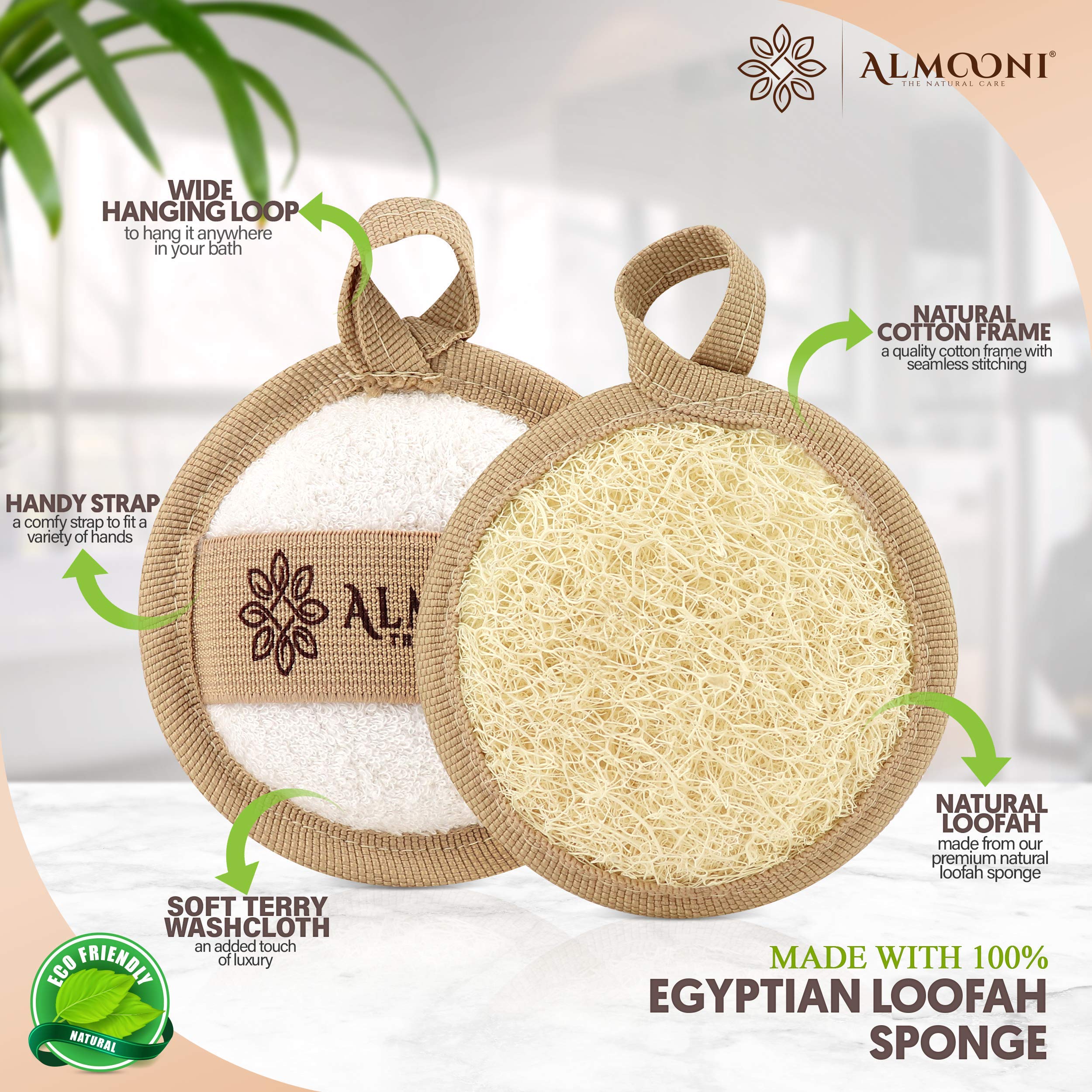 **Premium Natural Egyptian Loofah Sponge - Exfoliating Body Scrubber & Facial Loofah for Smooth, Radiant Skin | 3-Pack for Shower, Spa & Skincare Routine**