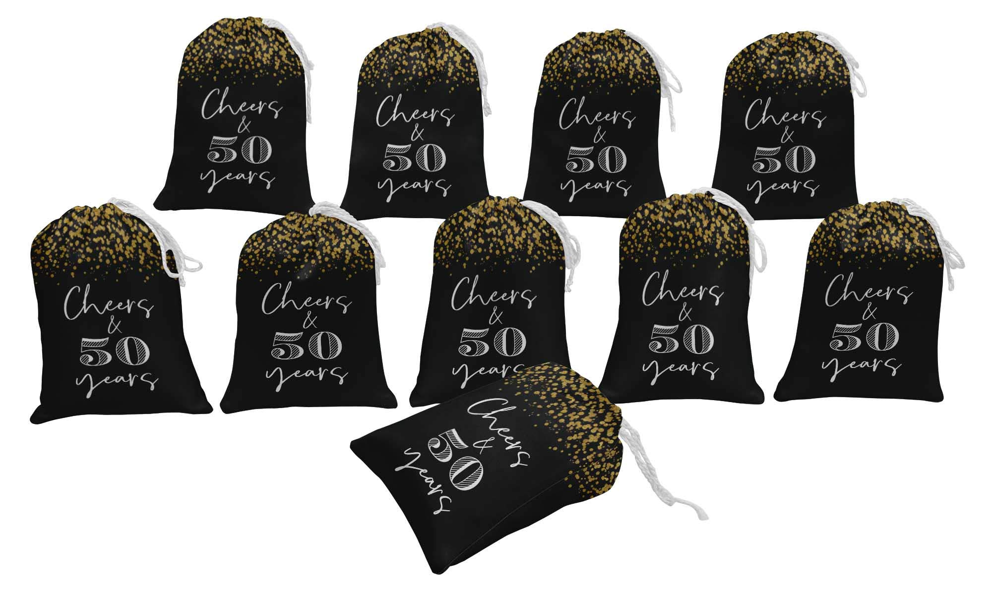 Custom Cheers & Birthday Party Favor Bags - 15-Piece Black Drawstring Pouches for Celebrations, Gifts, and Souvenirs | Perfect for Weddings, Baby Showers & Special Events
