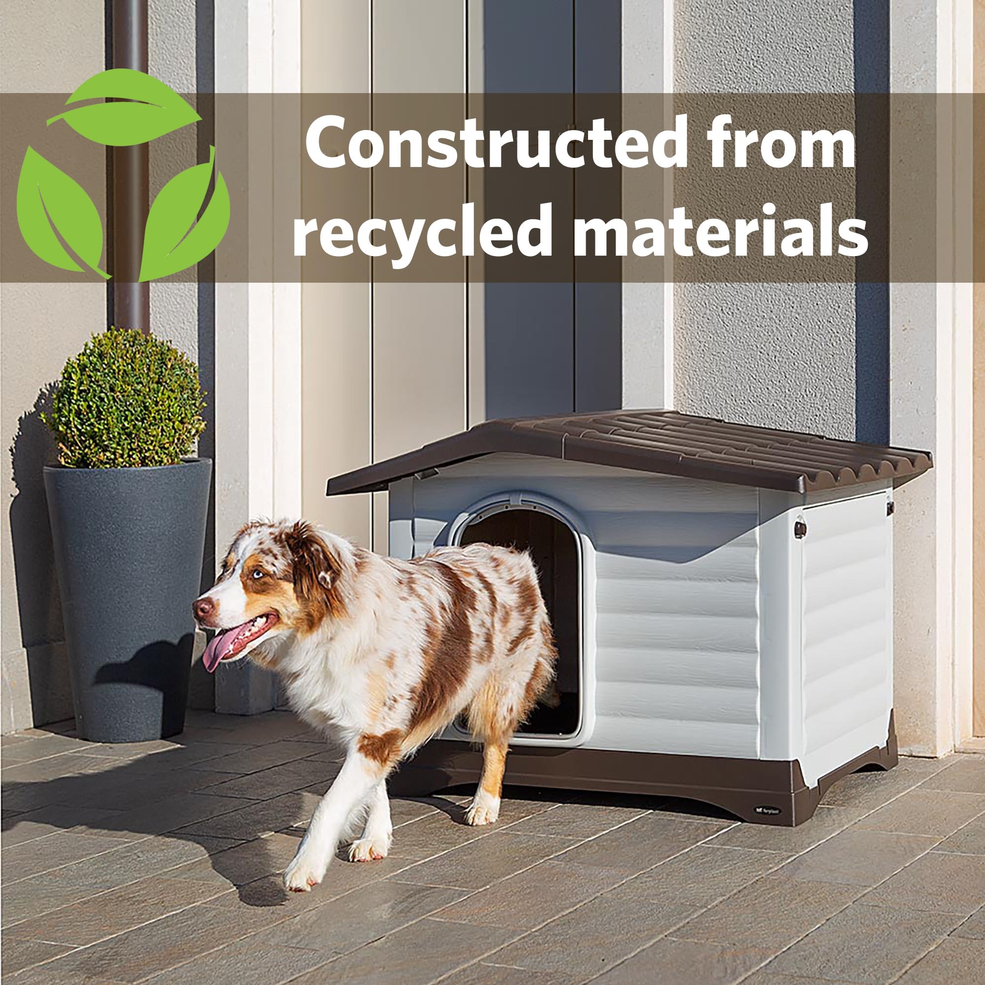 Ferplast Dog Villa - Durable Outdoor Dog House for Small & Medium Dogs - Weatherproof Pet Shelter for Backyard, Patio & Garden Use