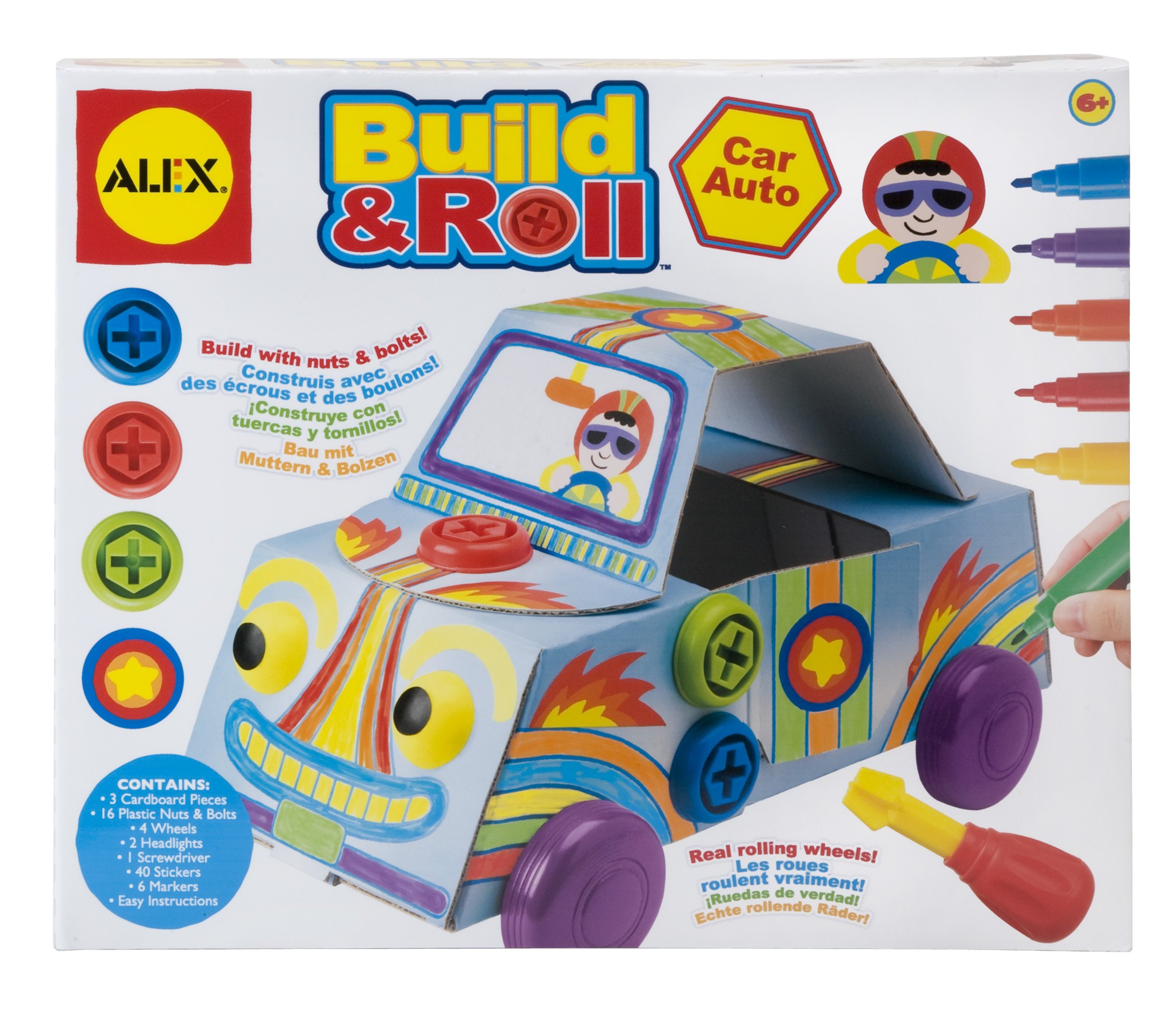 ALEX Toys Craft Build & Roll Car Kit - DIY Wooden Toy Car for Kids Ages 6+ | Creative STEM Building Activity for Boys & Girls | Perfect for Birthday Gifts & Indoor Playtime