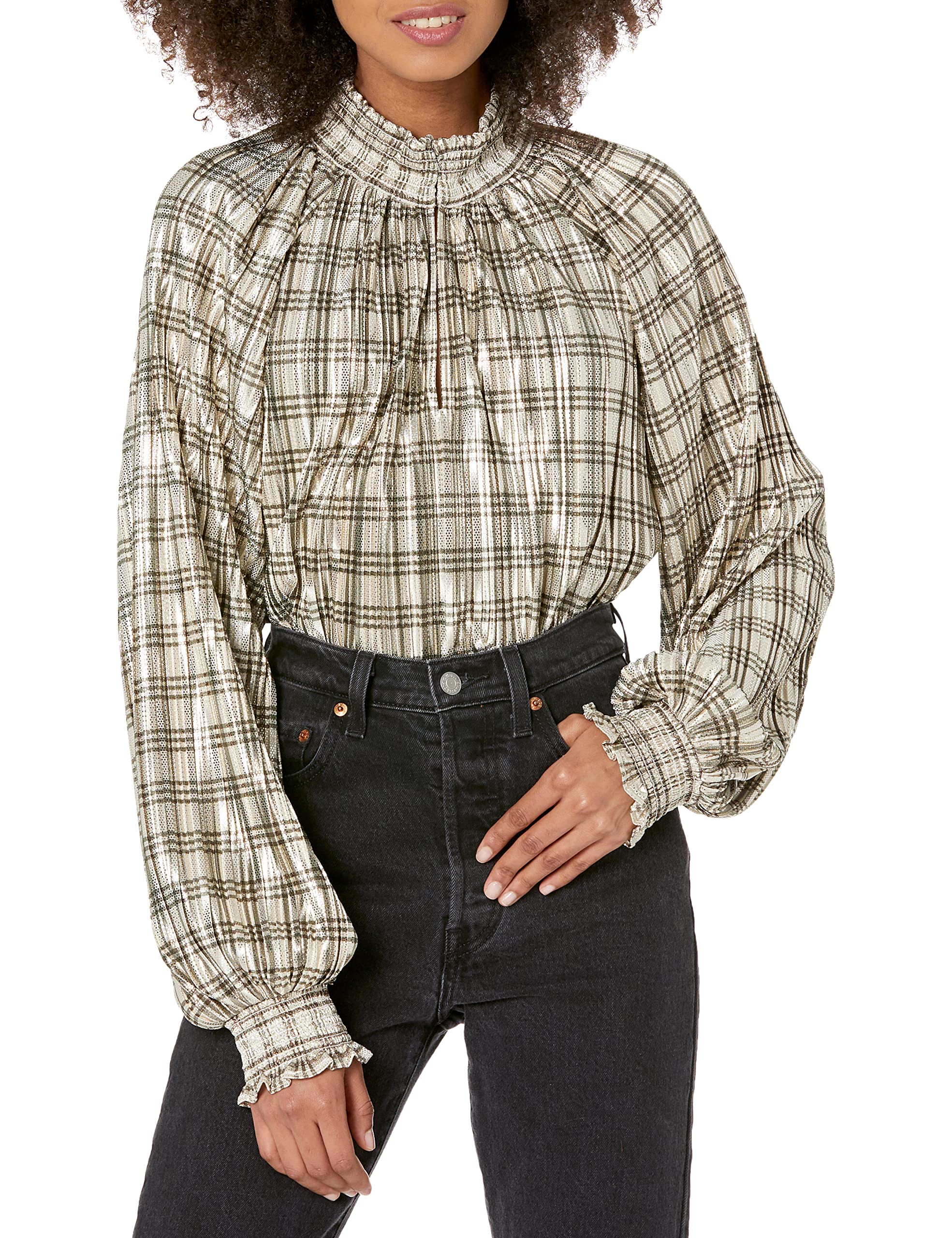 Ramy Brook Women's Delaney Top - Olive Multi Print Blouse, XS | Casual & Work Wear | Perfect for Office, Date Night & Everyday Outfits