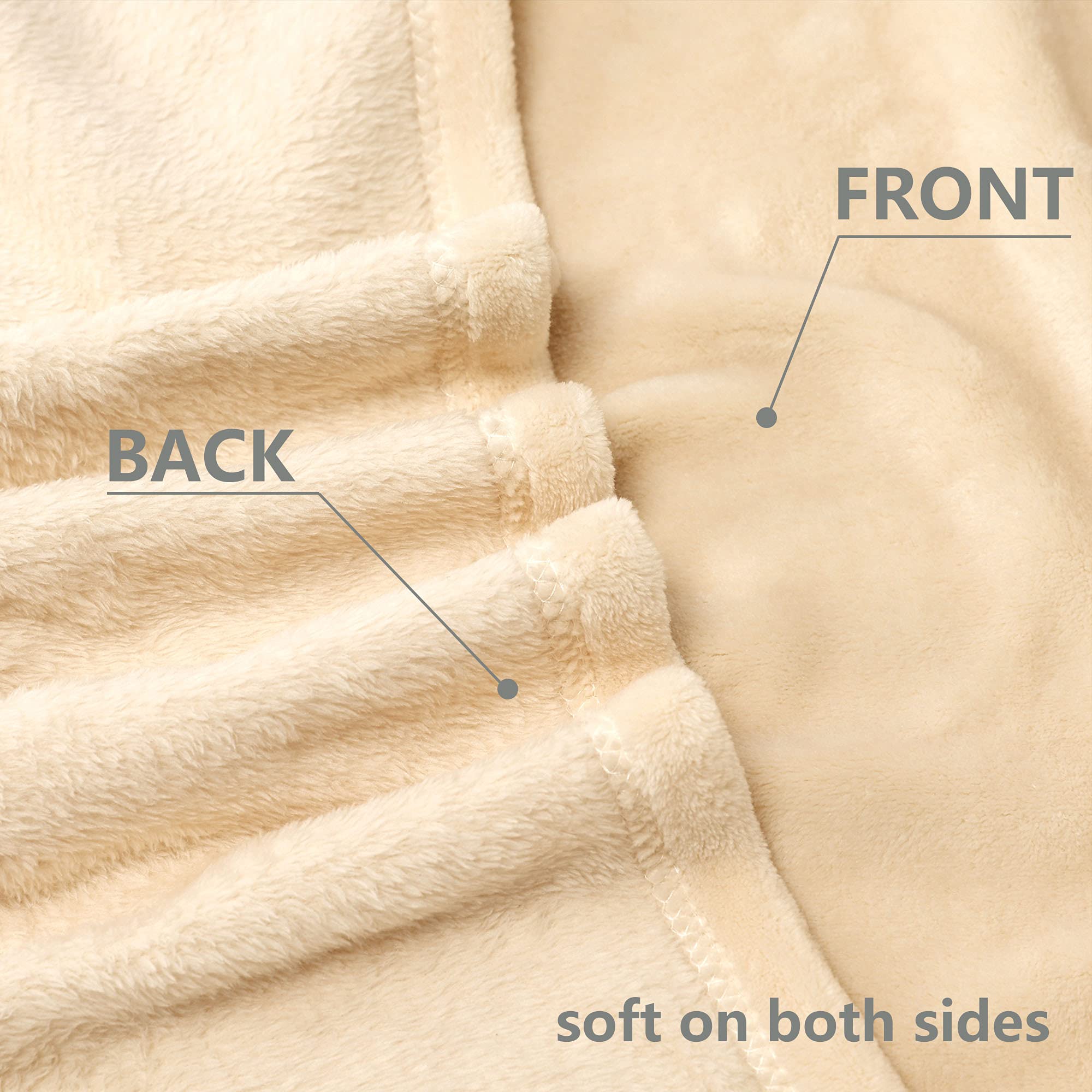 NANPIPER Super Soft Fleece Blanket - King Size Luxury Flannel & Microfiber Plush Blanket for Bed, Warm Cozy Fuzzy Throw - Beige | Perfect for Winter Nights, Couch Lounging & Gift Giving