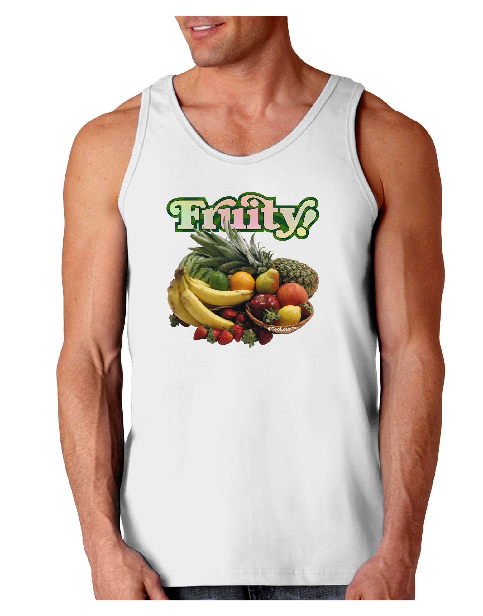 TooLoud Fruity Fruit Basket Loose Tank Top for Women - Summer Casual Sleeveless Blouse | Perfect for Beach, Vacation & Everyday Wear