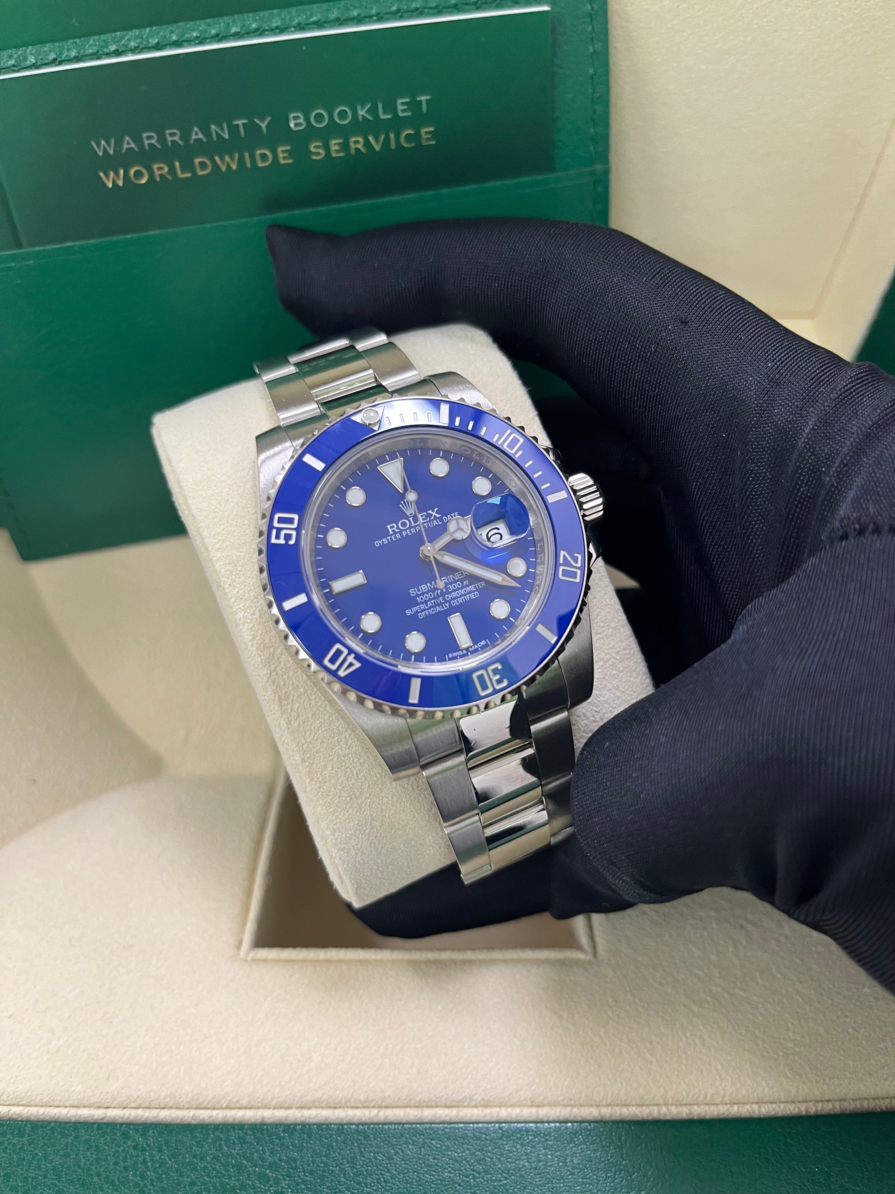 Rolex Submariner Date 40mm White Gold Blue Dial Smurf Watch (Ref. 116619LB) - Luxury Diving Timepiece for Men, Perfect for Water Sports & Formal Occasions