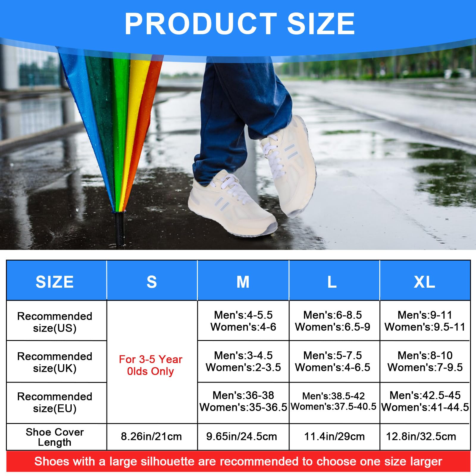 2 Pairs Waterproof Shoe Covers for Women & Men - Reusable Silicone Rain Boot Covers with Clear Hard Non-Slip Sole - Perfect for Outdoor Travel, Hiking, Commuting & Rainy Day Protection