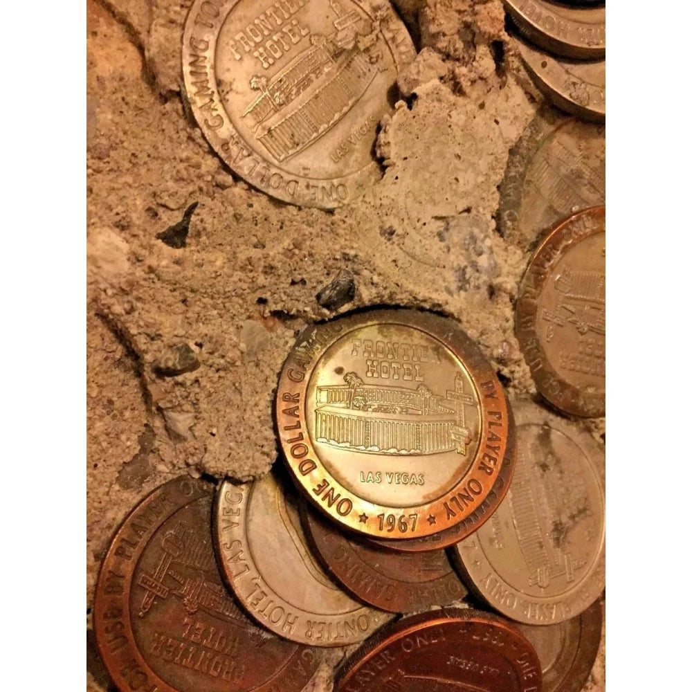 Authentic Las Vegas Casino Tokens - Frontier Hotel Concrete Foundation Poker Chips for Slots & Table Games - Perfect for Collectors, Home Games & Casino-Themed Parties