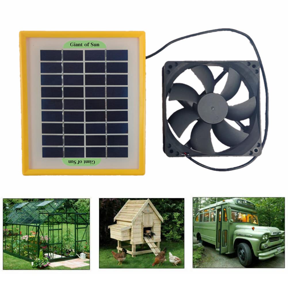 5W 12V Solar Powered Exhaust Fan - Mini Ventilator with Solar Panel for RV, Greenhouse, Chicken Coop & Dog House | Outdoor Cooling & Ventilation Solution | Quiet Solar Fan for Phone Charging & Breeding Areas | Perfect for RV Roof, Outdoor Adventures & Pet Housing