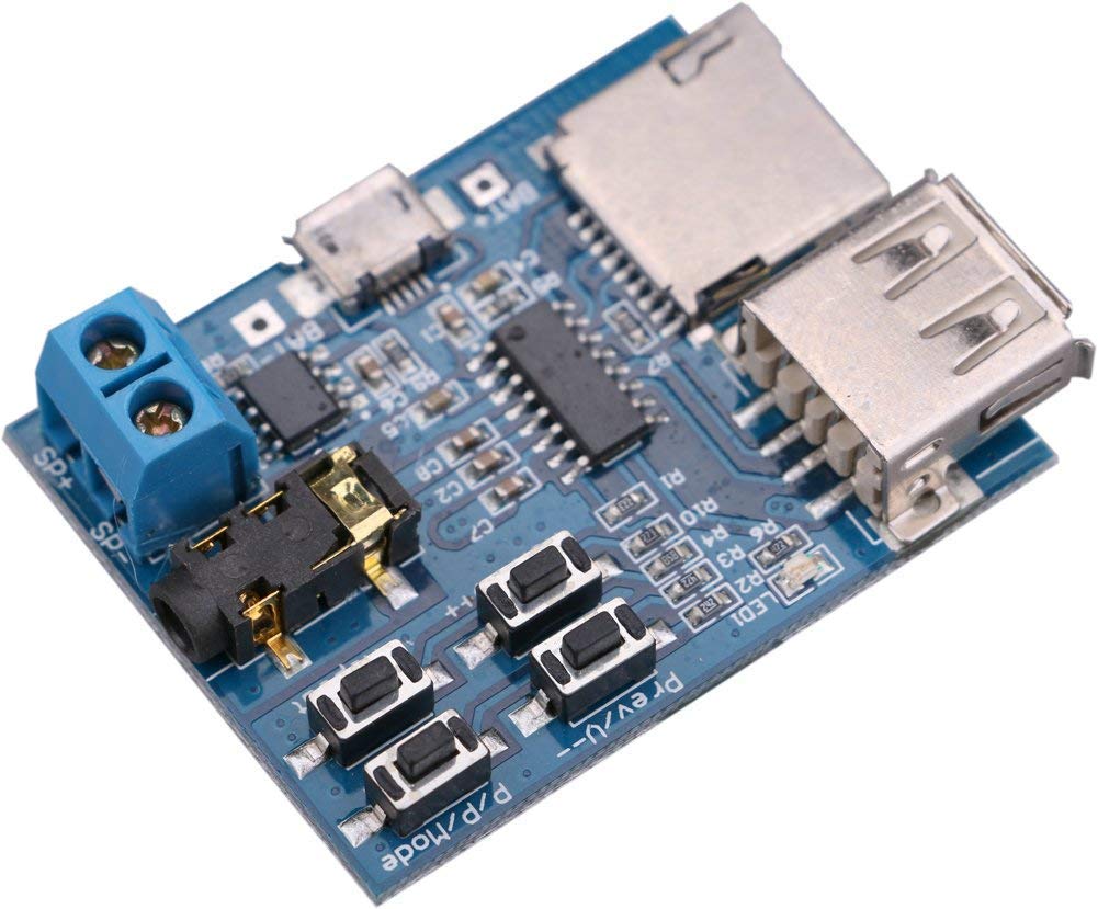 HiLetgo 2pcs TF Card MP3 Decoder Player Module with Audio Amplifier - USB 5V Power Supply for DIY Music Player, Car Audio System, Home Stereo Projects