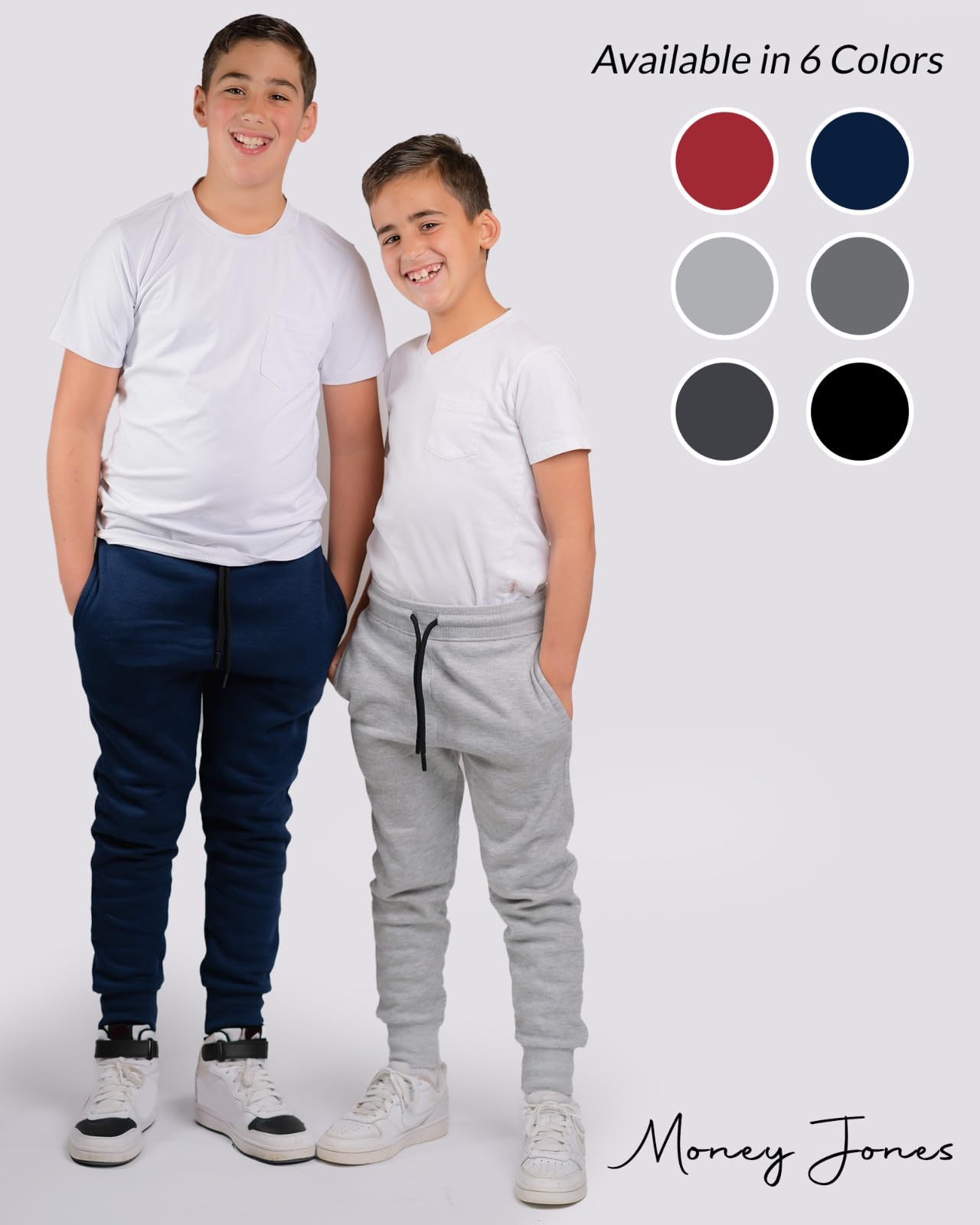 3 Pack Boys Fleece Joggers - Elastic Waist & Pockets for Play & School