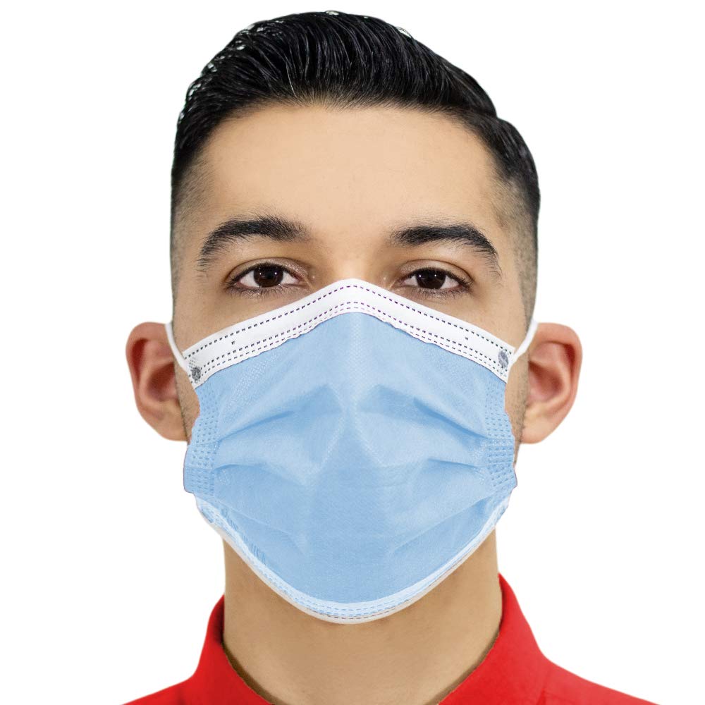 Premium 4-Ply Breathable Disposable Face Masks - Made in USA - Comfortable Elastic Ear Loops - Multiple Colors (500 Pack, Sky Blue) - Ideal for Daily Use, Travel & Public Safety Protection