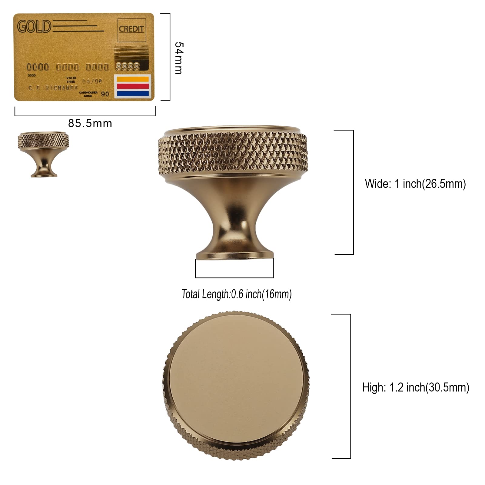 10 Pack Champagne Bronze Knurled Cabinet Knobs - Elegant Kitchen & Drawer Handles for Dresser, Cupboard, Wardrobe - Perfect for Home Renovation & Furniture Upgrade (ZH0036)