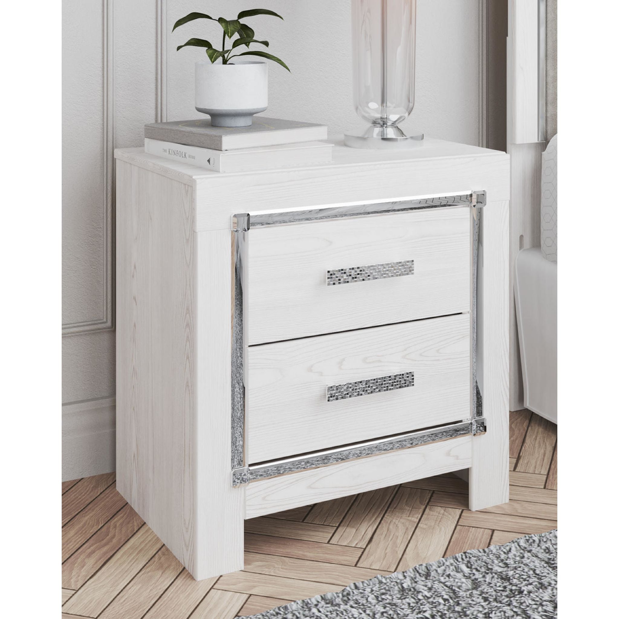 Altyra White Nightstand - Modern Bedside Table with Drawer for Bedroom, Living Room & Guest Room - Stylish & Functional Home Decor