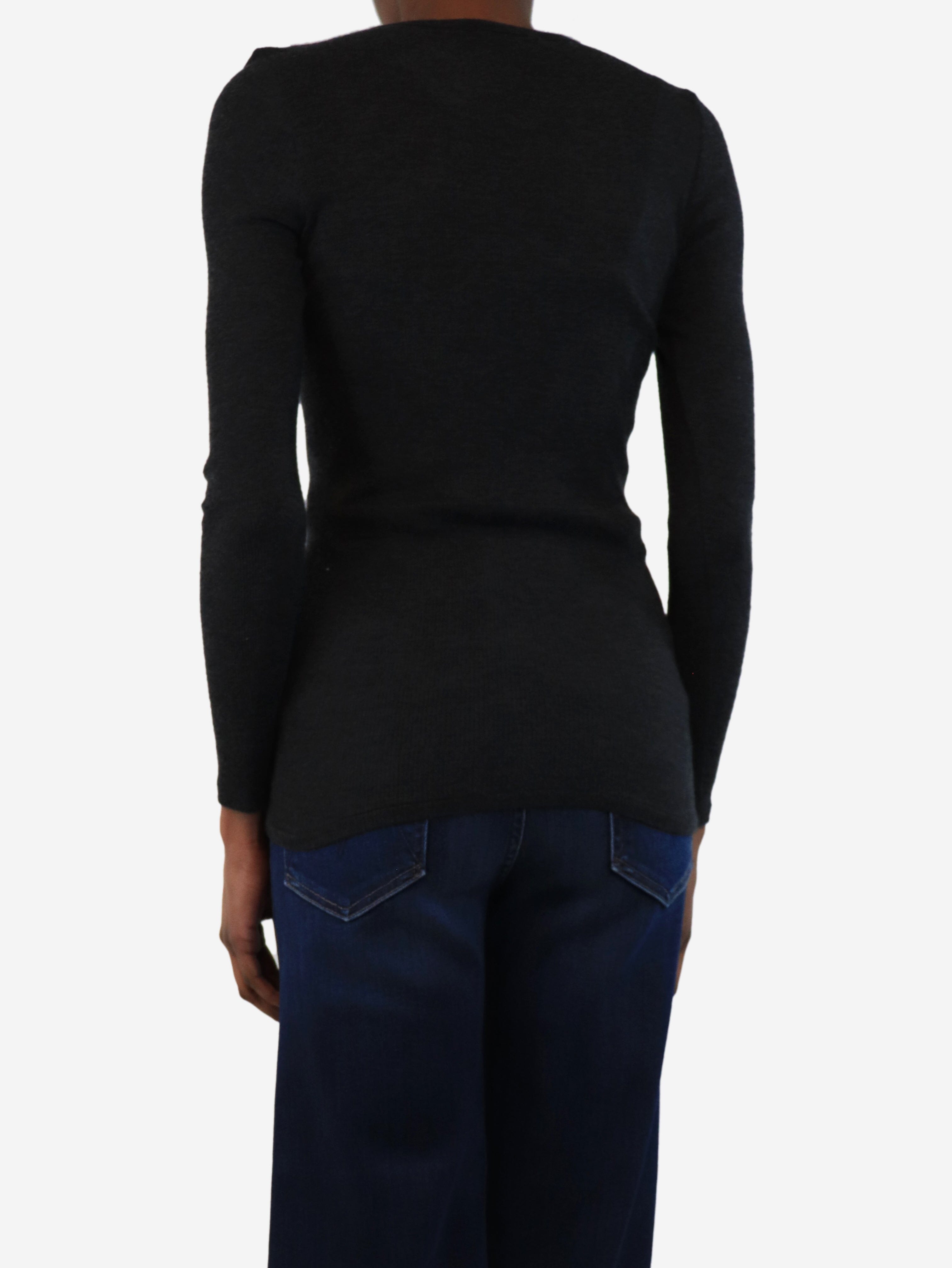 Charcoal Grey Knit Top Women's UK Size 4 | Soft Casual Pullover Sweater for Everyday Wear & Layering