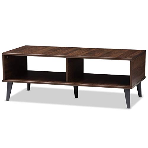 BOWERY HILL Solid Wood Coffee Table - Modern Brown & Dark Grey Finish - Perfect for Living Room, Lounge & Home Decor