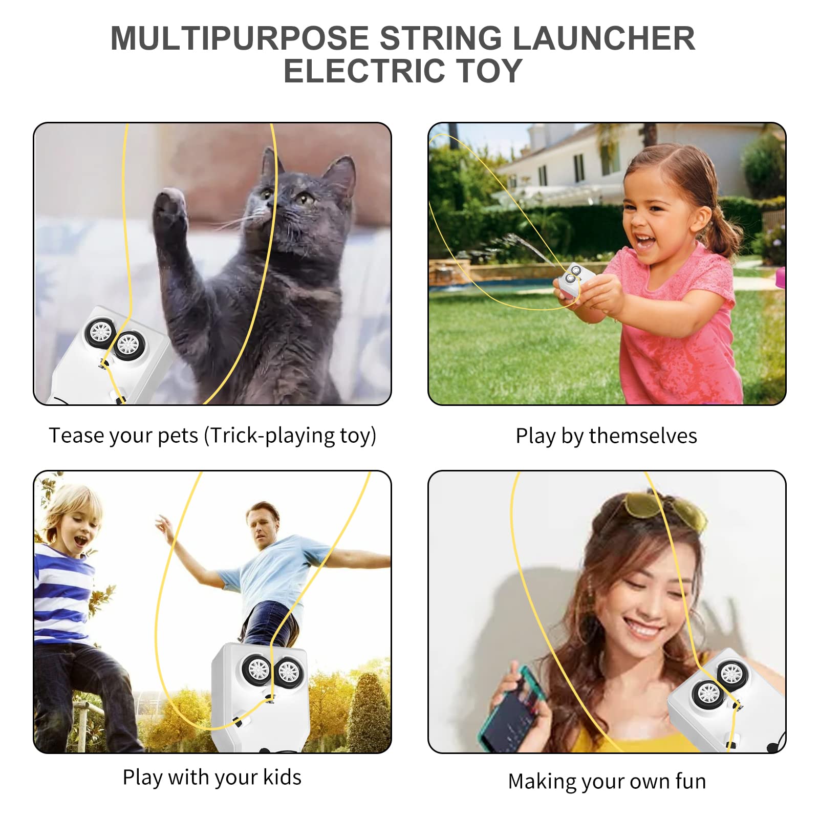 HENGBIRD Lasso String Shooter Toy - Portable Loop Lasso Launcher with Spinning Rope for Kids & Cats - Fun Outdoor Activity Game (White) | Perfect for Backyard Play, Pet Entertainment & Family Bonding Time