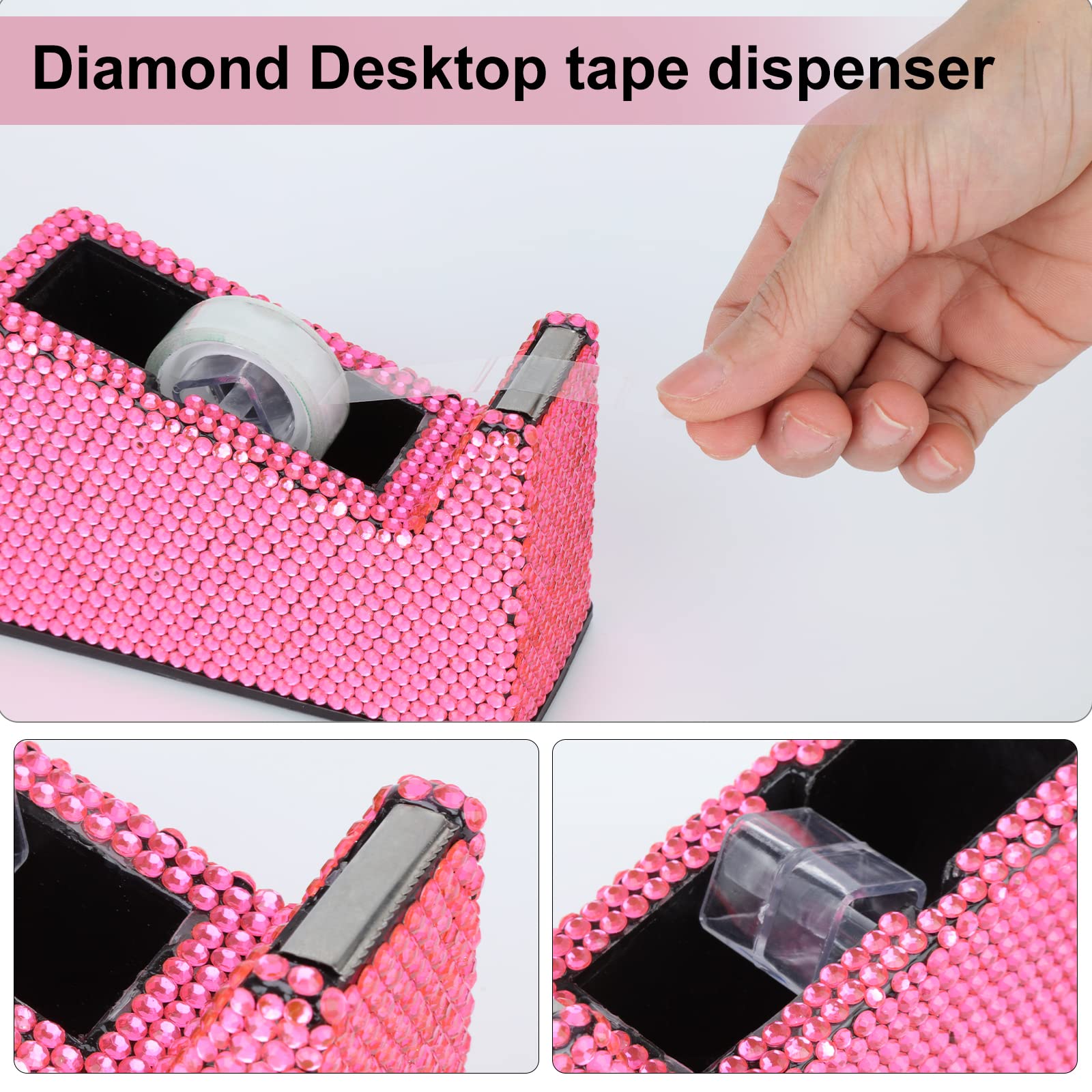 Premium 4-Piece Office Stationery Set - Stapler, Tape Dispenser, Ballpoint Pens & Scissors - Pink Desk Accessories Kit for Home Office Organization | Perfect for Work, School & Gift Giving