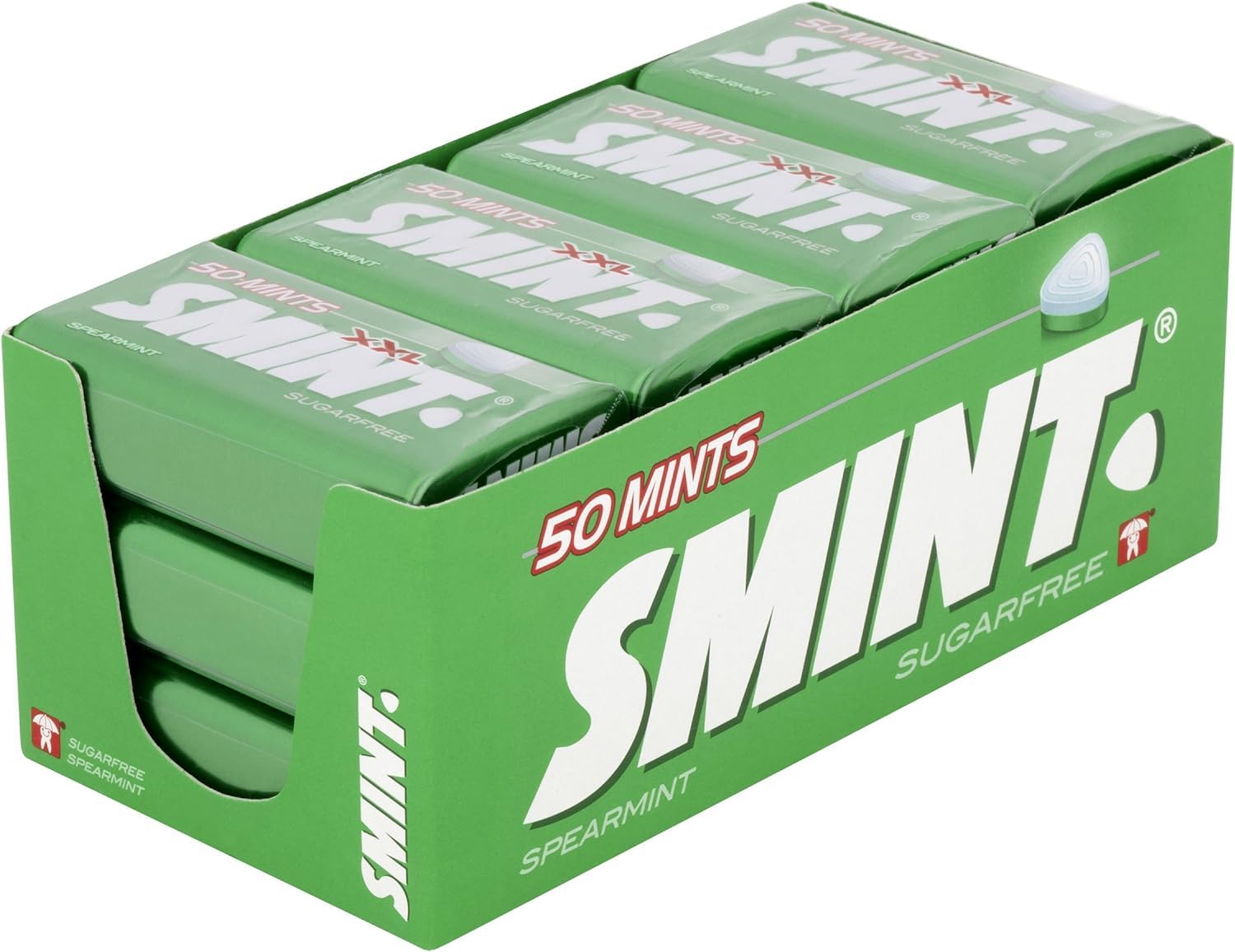 Smint Sugar Free Spearmint Mints for Fresh Breath - 12 Pack of 50 XXL Tins - Vegan, Keto Friendly - Perfect for Office, Travel & After Meals