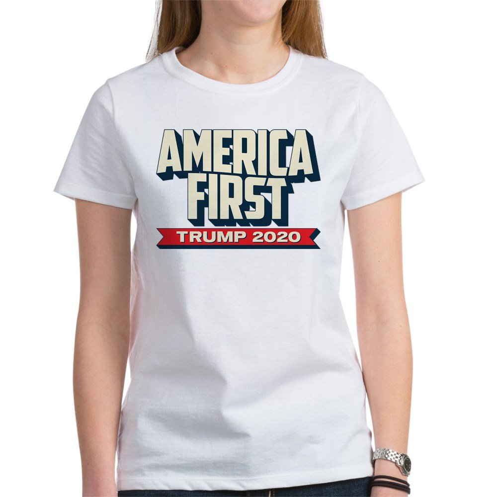 Trump 2020 America First Women's Classic T-Shirt | Patriotic Political Tee for Campaign Support & Conservative Events | Perfect for Rallies, Voting & 4th of July Celebrations