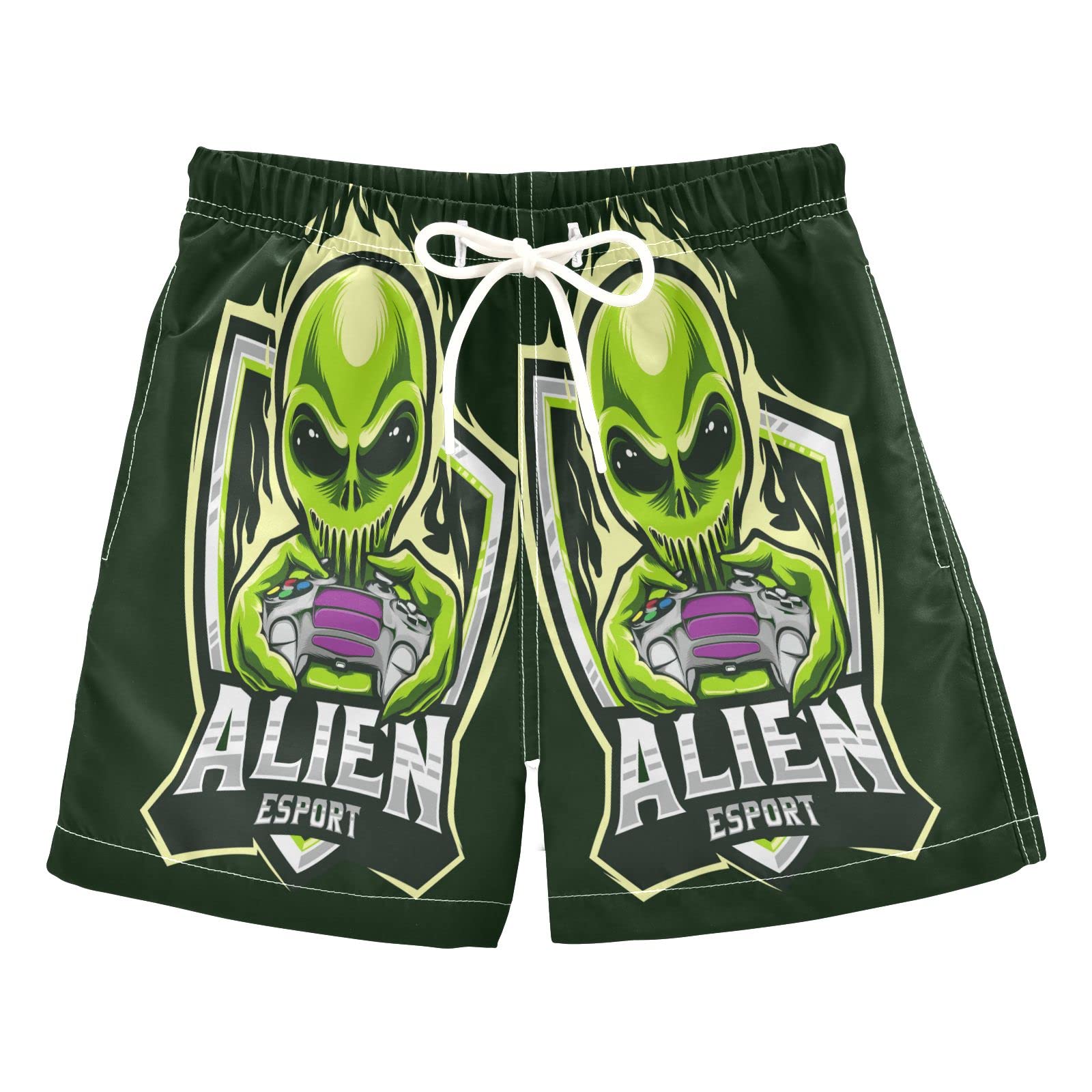 Alien Boys Swim Trunks for Toddlers - Quick Dry Beach Board Shorts with Fun Print - Kids Swimsuit 2T - Perfect for Pool, Beach & Summer Water Play