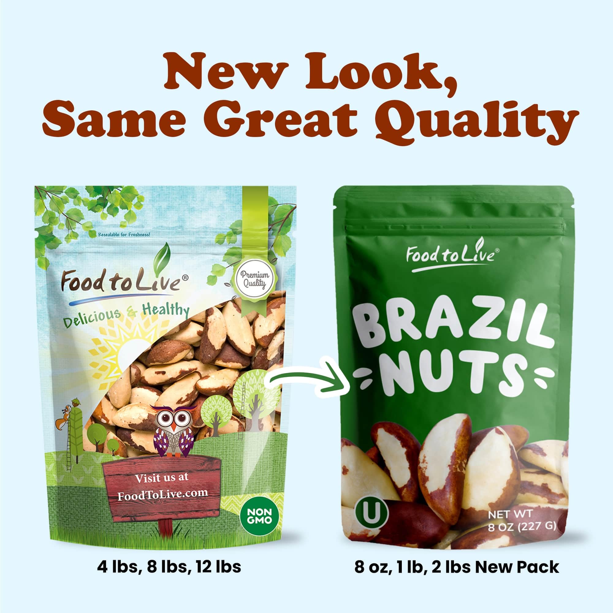 Food to Live Raw Brazil Nuts, 8 Pound - Non-GMO, Whole, Unsalted, Kosher, Vegan, Keto & Paleo Friendly | Bulk Low Sodium Low Carb Snack | Perfect for Trail Mix, Baking & Healthy Snacking