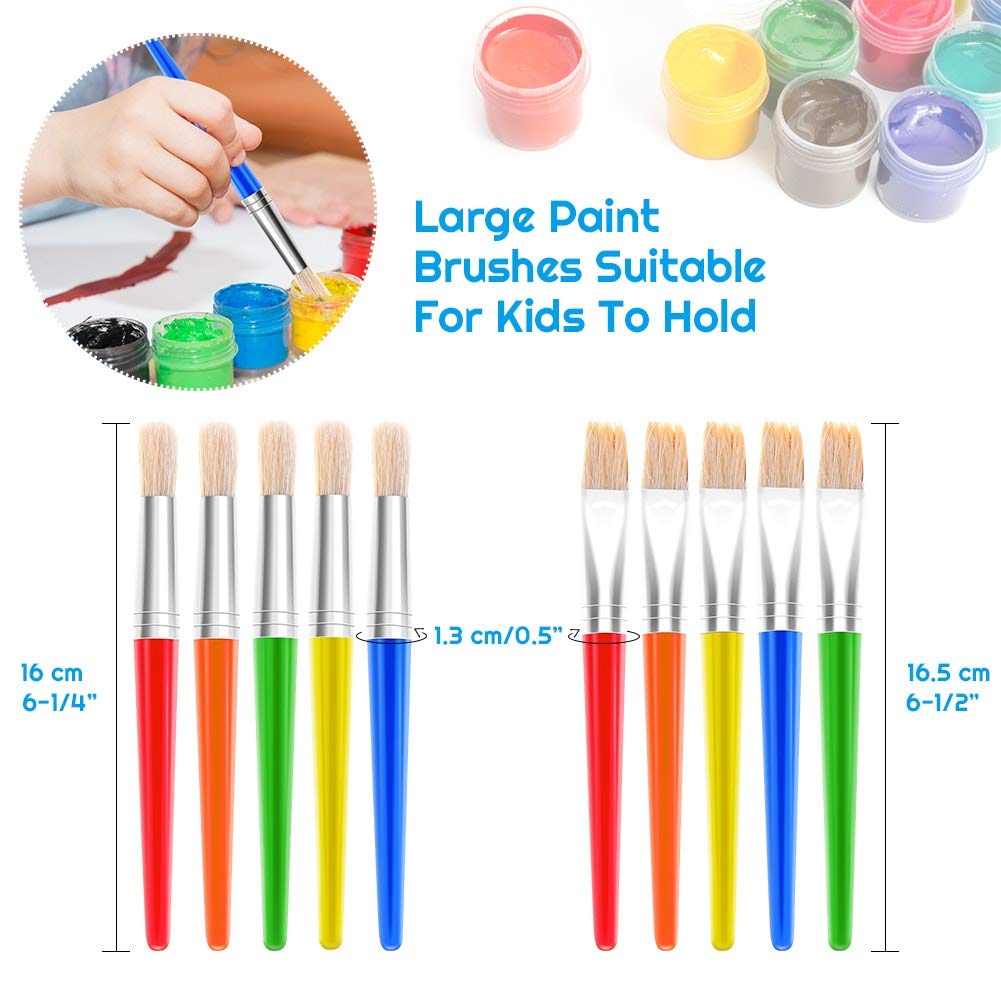 30-Piece Kids Paint Brushes Set - Jumbo Round Watercolor & Large Flat Craft Brushes for Children's Art Projects, DIY Crafts, and School Activities