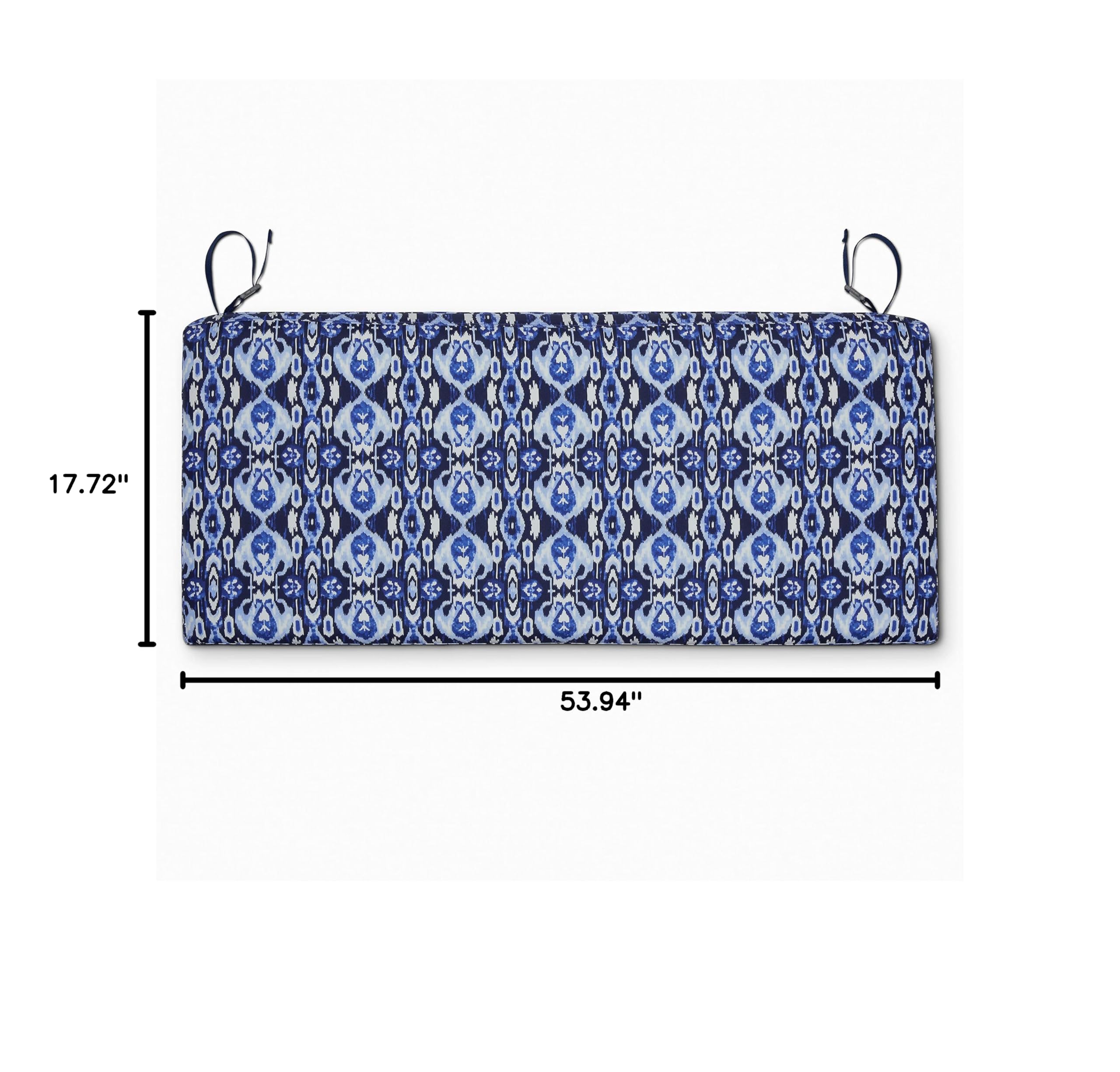 Vera Bradley Water-Resistant Patio Bench Cushion 54 x 18 x 3 Inch - Ikat Island Pattern Outdoor Furniture Cushion for Garden, Deck, Porch & Poolside Seating