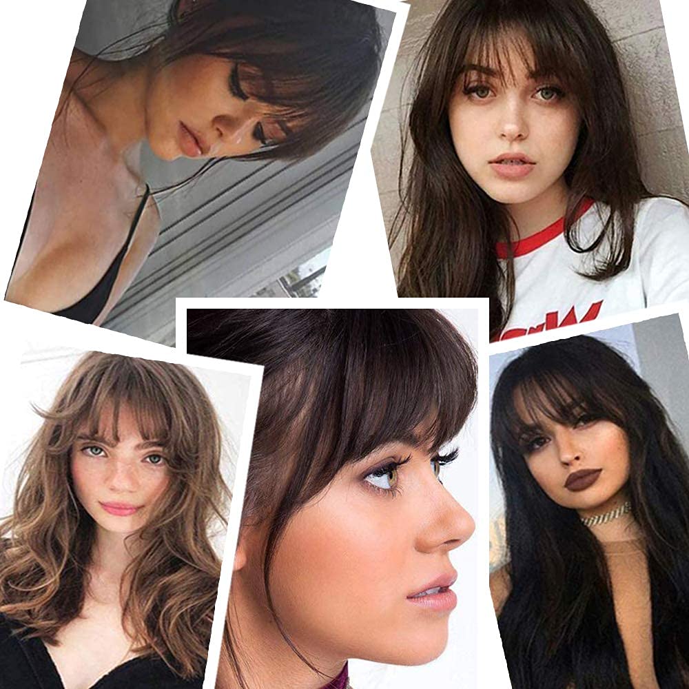 Seedware Clip-In Bangs - Real Human Hair Wispy Fringe with Temples | Natural Looking Hairpiece for Women | Perfect for Daily Wear, Cosplay & Instant Hairstyle Transformation