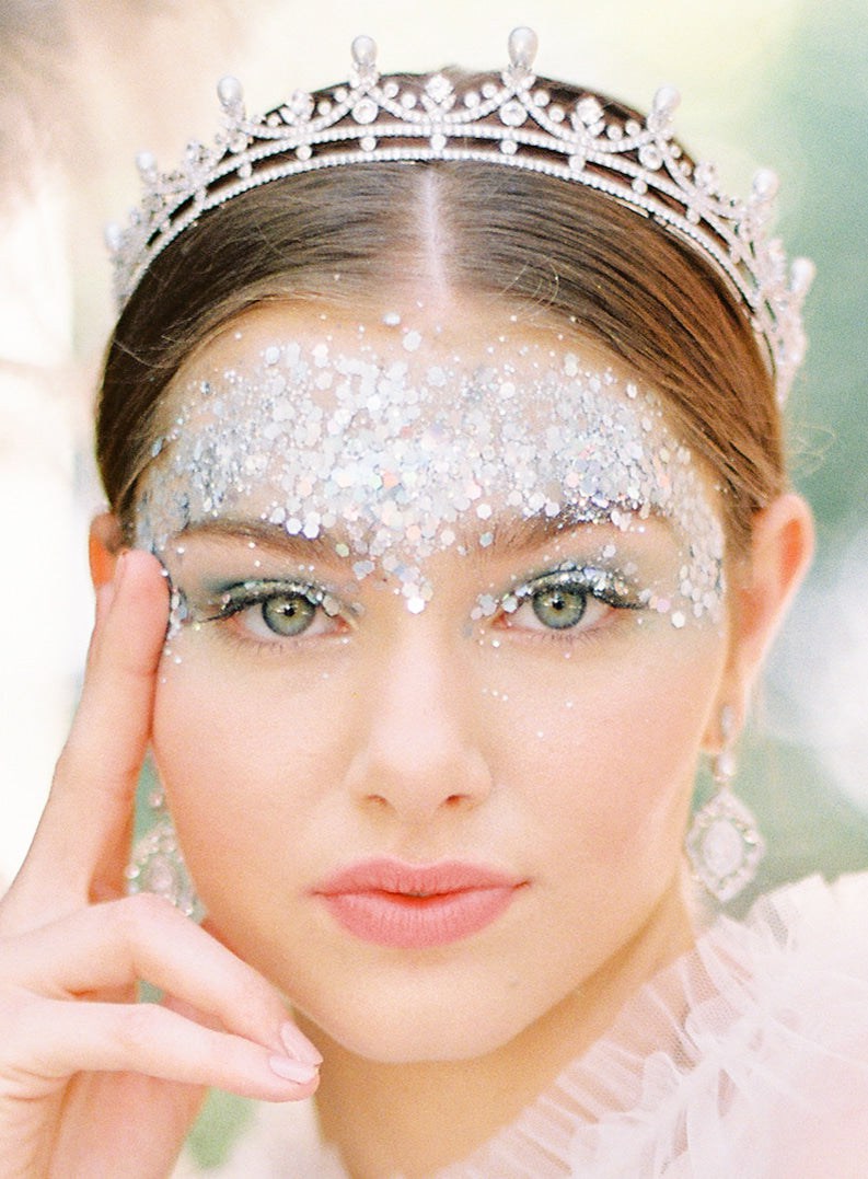 JORDAN Simulated Diamond & Pearl Tiara Headpiece - Elegant Bridal Crown for Weddings, Prom, Pageants & Special Occasions