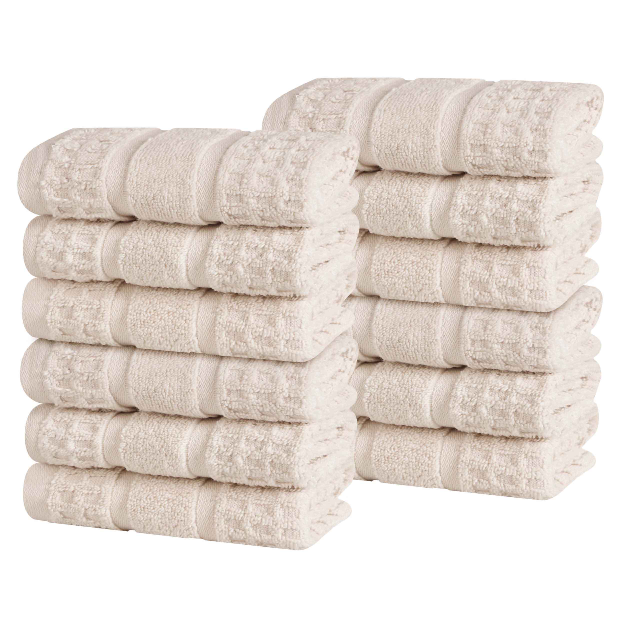 12 Pack Zero Twist Cotton Waffle Honeycomb Face Towels - Ultra Soft & Highly Absorbent Bath & Makeup Towels for Spa, Gym & Travel