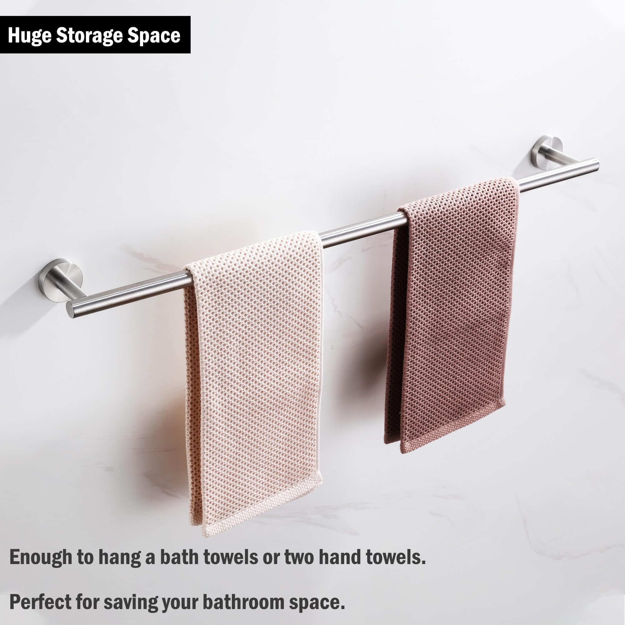 36 Inch Brushed Nickel Towel Rack - Wall Mounted Stainless Steel Bathroom Towel Holder, SUS 304 Rustproof Design for Spa, Hotel & Home Bathroom Organization